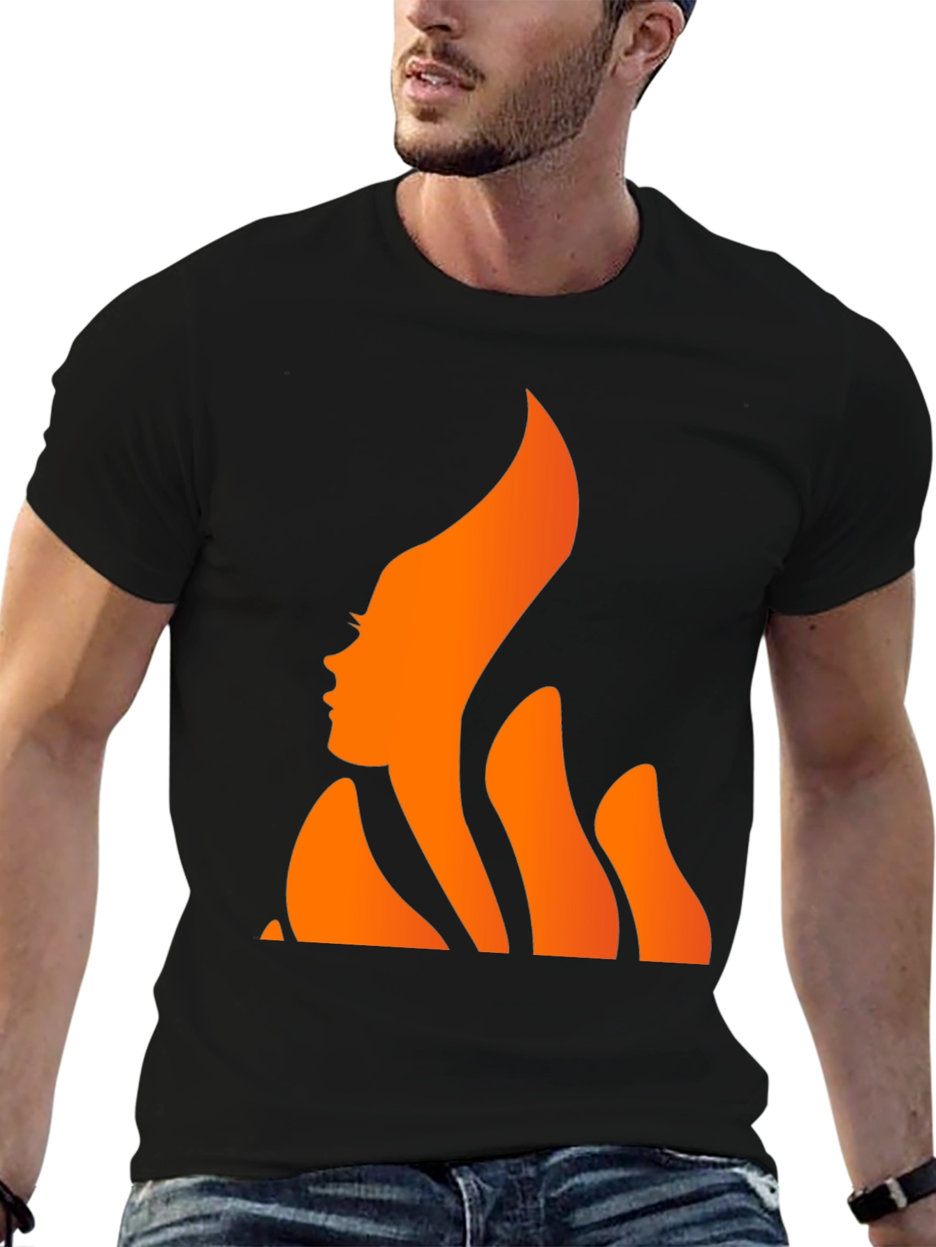 Fiery Woman Graphic Tee - Stylish Black T-Shirt