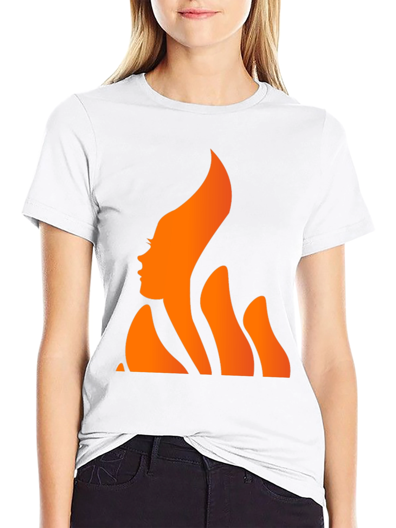 Fiery Woman Graphic Tee - Stylish Black T-Shirt