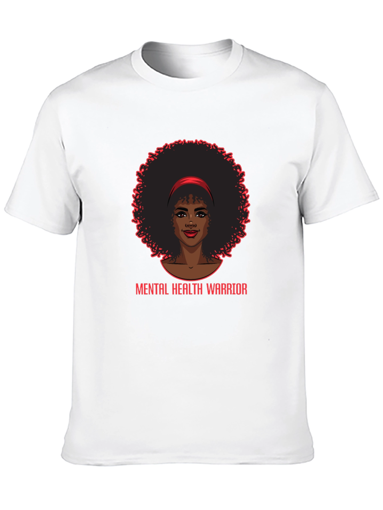 Mental Health Warrior Afro Woman Black T-Shirt