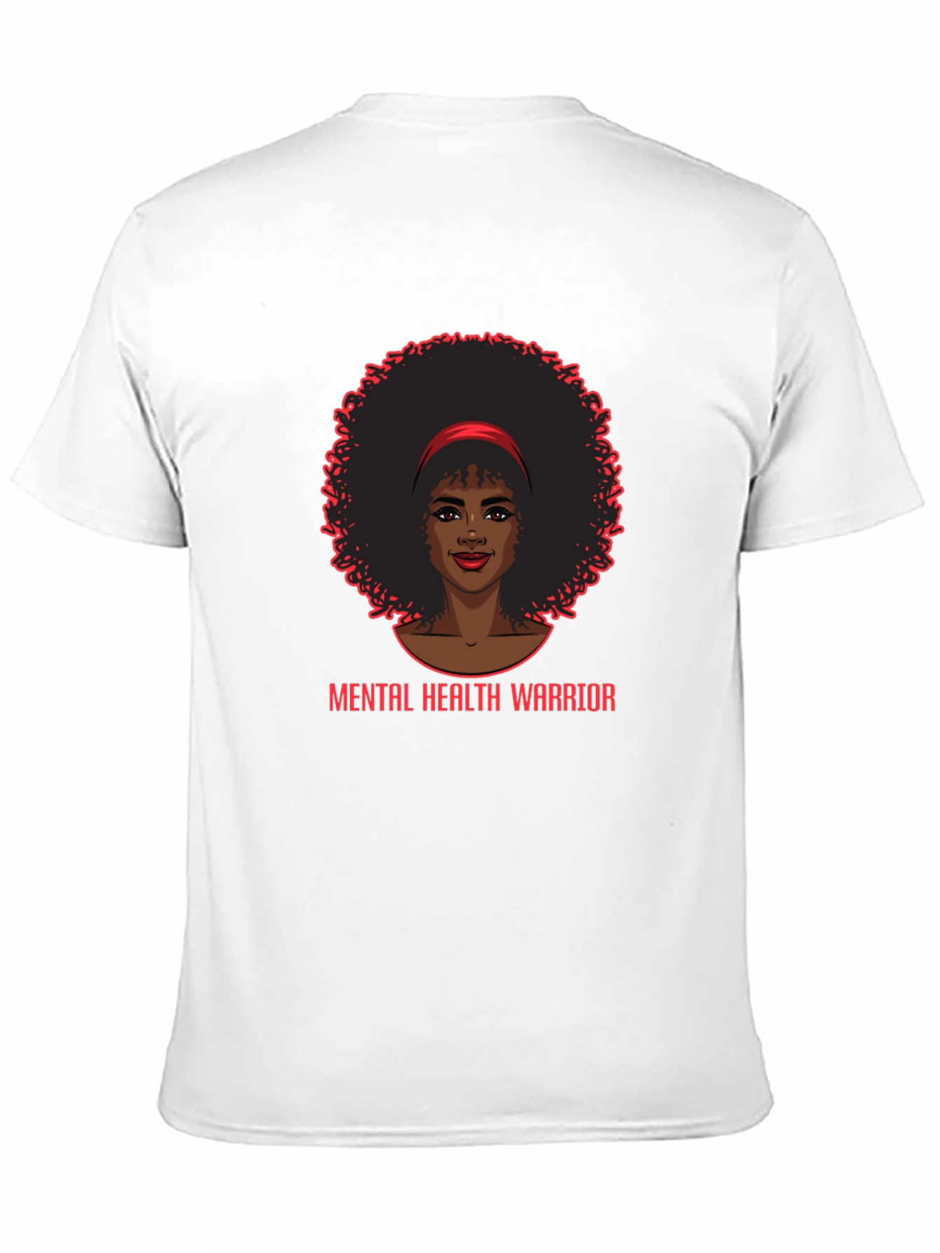 Mental Health Warrior Afro Woman Black T-Shirt