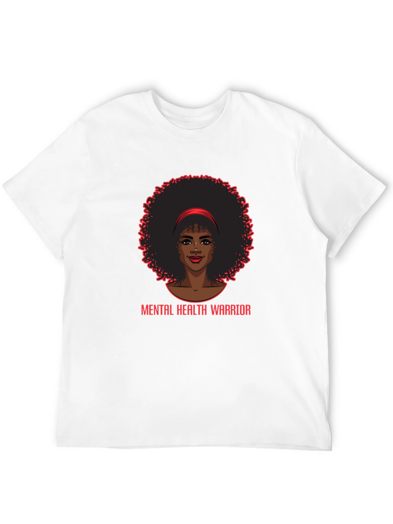 Mental Health Warrior Afro Woman Black T-Shirt