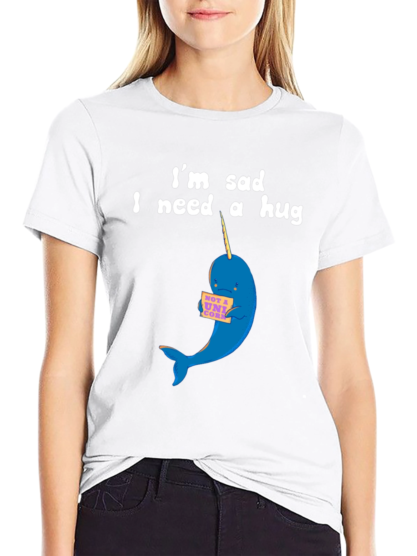 Sad Narwhal T-Shirt - I Need a Hug