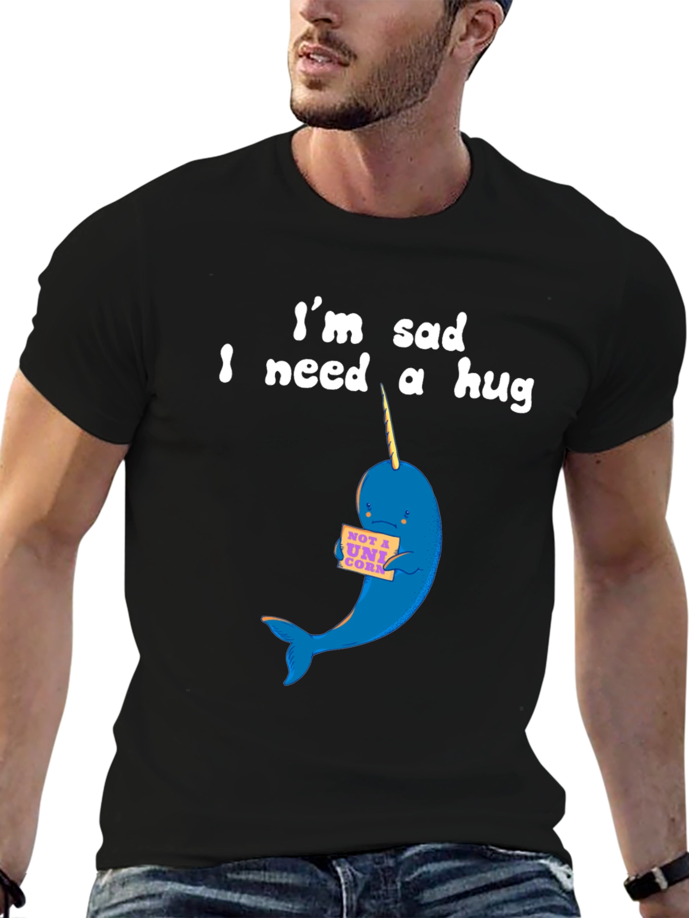 Sad Narwhal T-Shirt - I Need a Hug