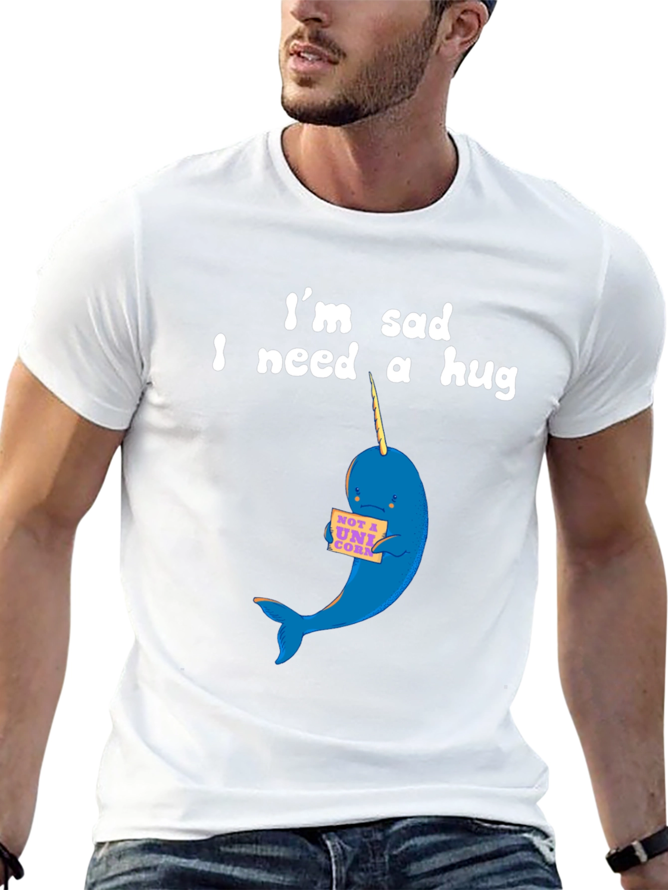 Sad Narwhal T-Shirt - I Need a Hug