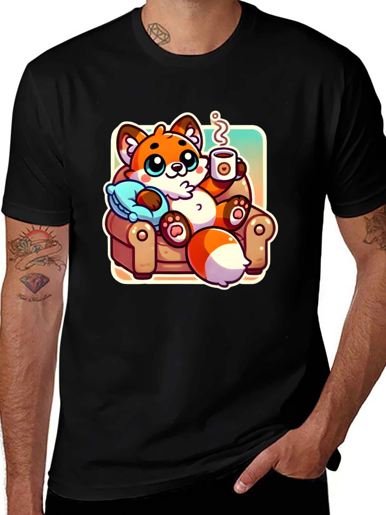 Cozy Fox Cartoon T-Shirt