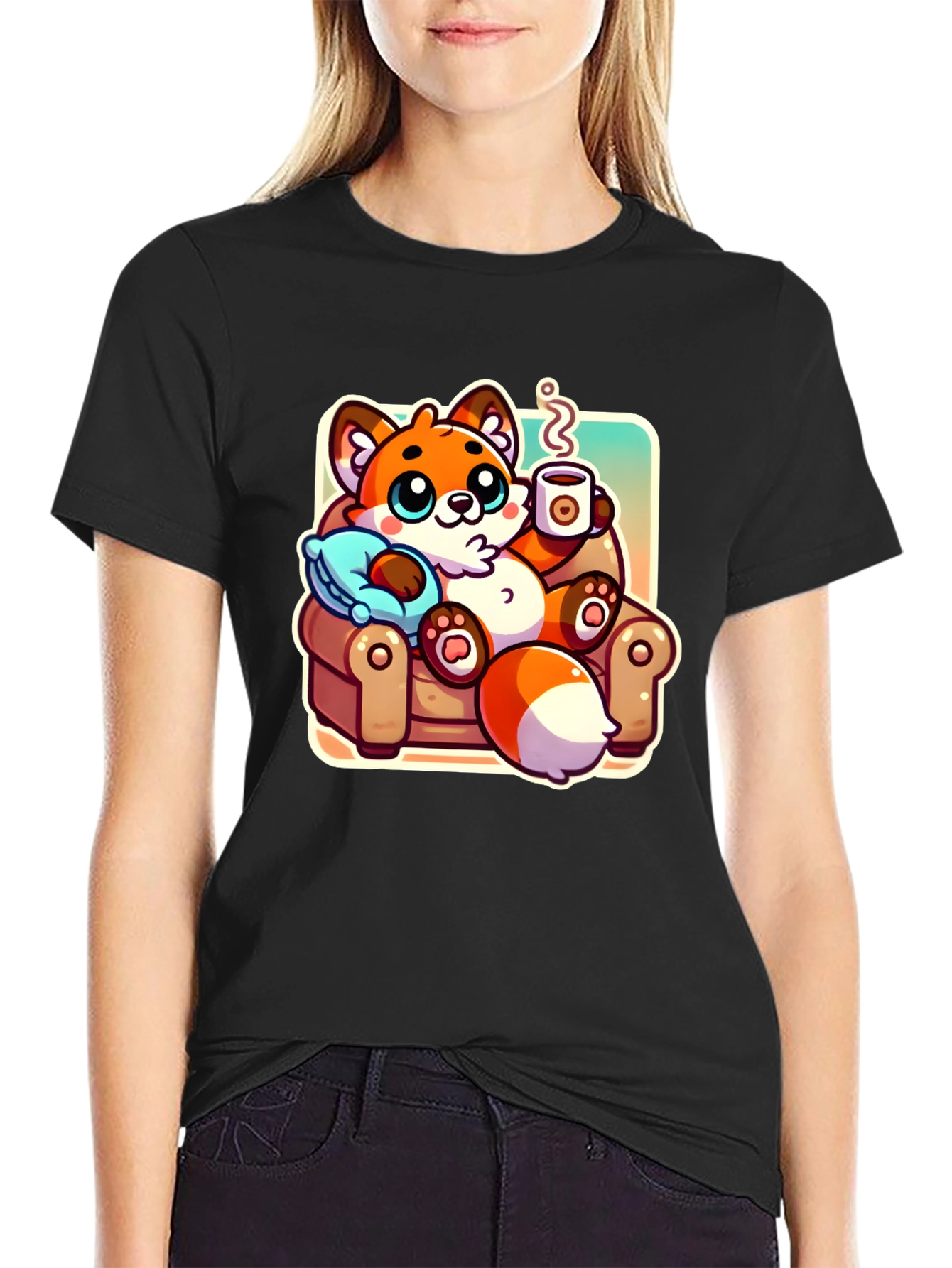 Cozy Fox Cartoon T-Shirt