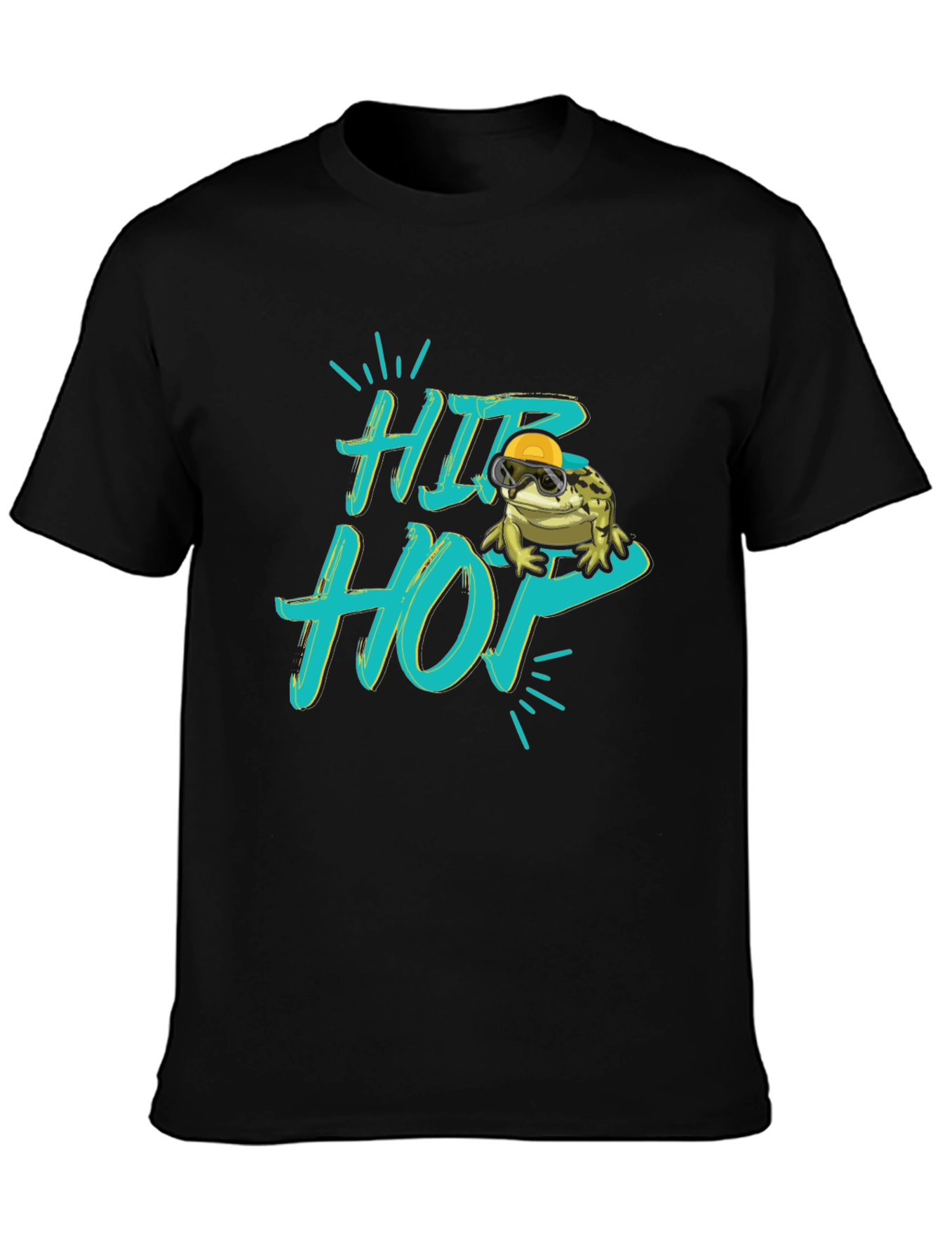 Hip Hop Frog Graphic Black T-Shirt