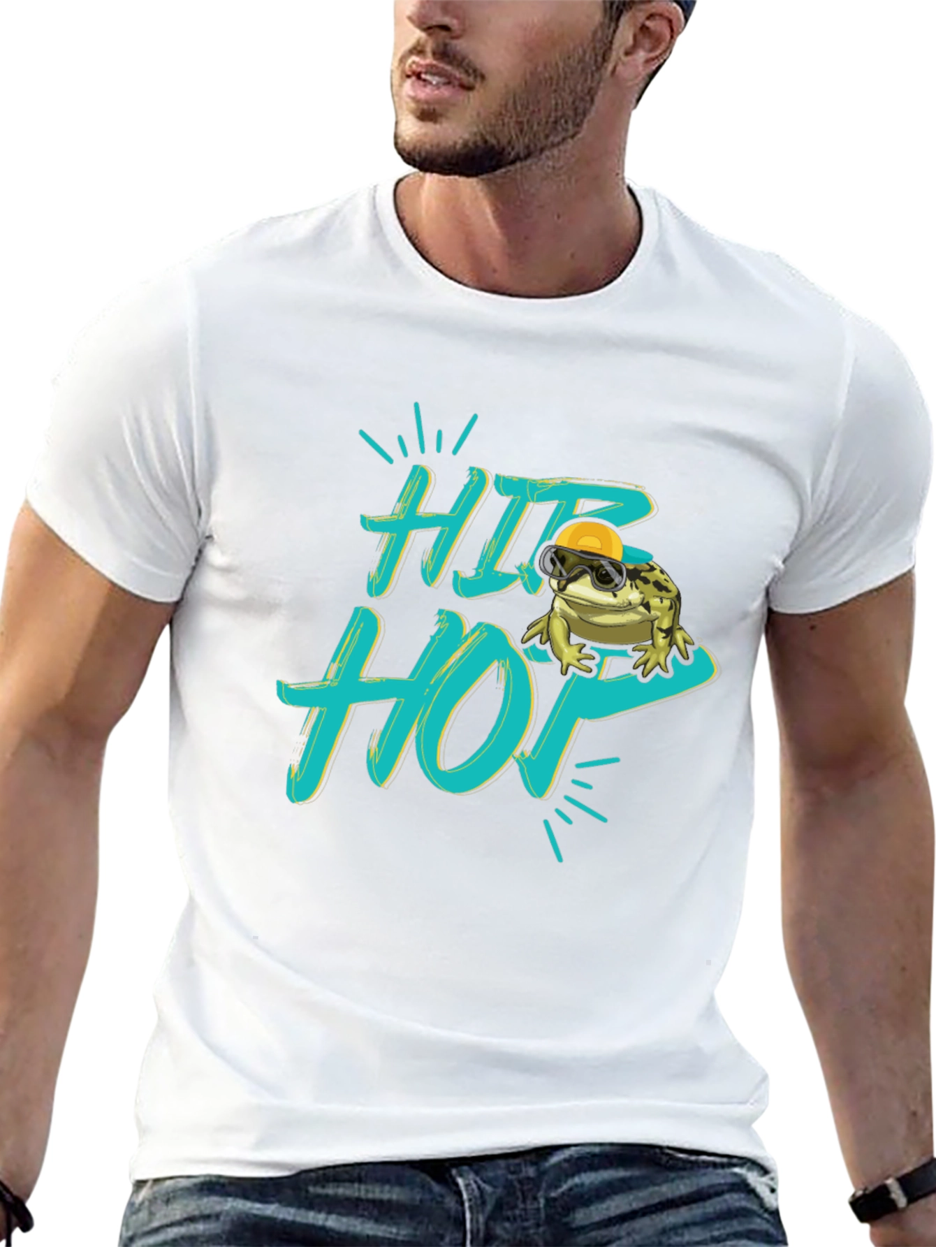 Hip Hop Frog Graphic Black T-Shirt