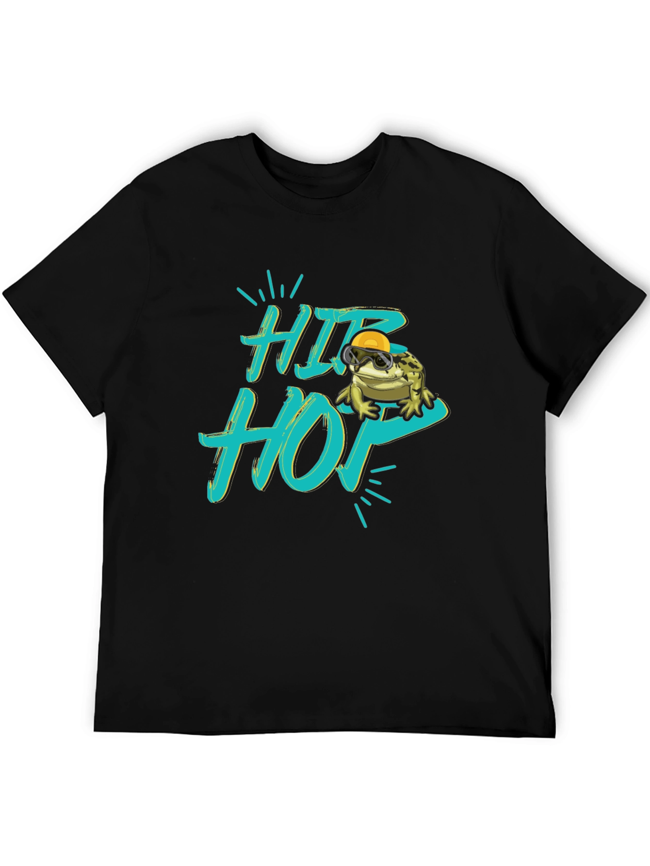 Hip Hop Frog Graphic Black T-Shirt