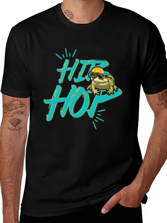 Hip Hop Frog Graphic Black T-Shirt