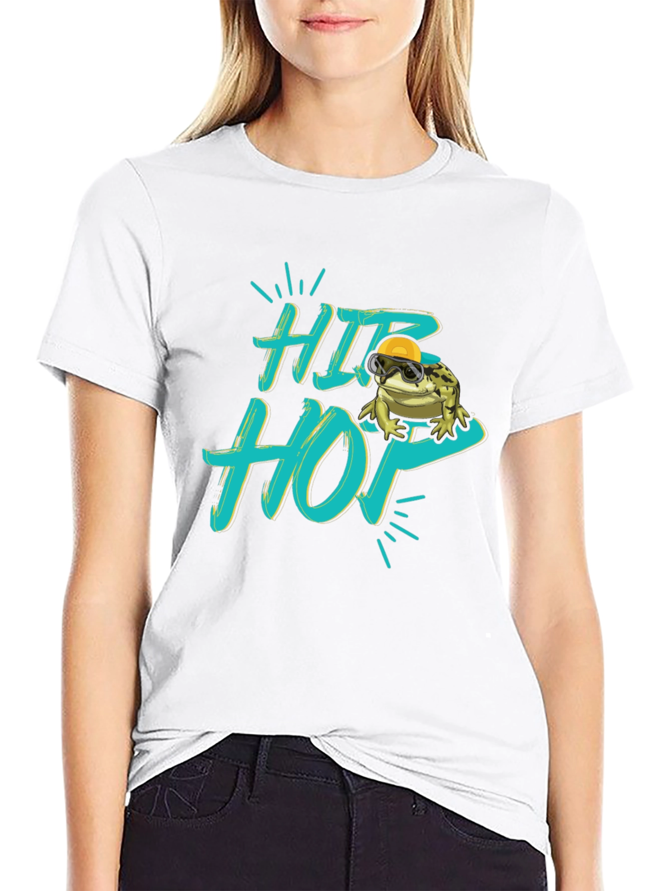 Hip Hop Frog Graphic Black T-Shirt