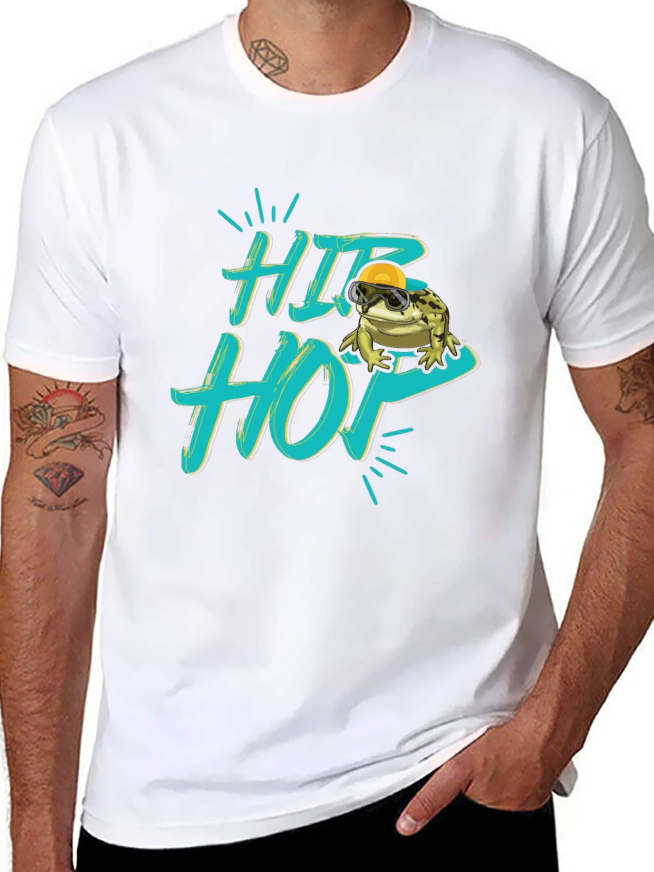 Hip Hop Frog Graphic Black T-Shirt