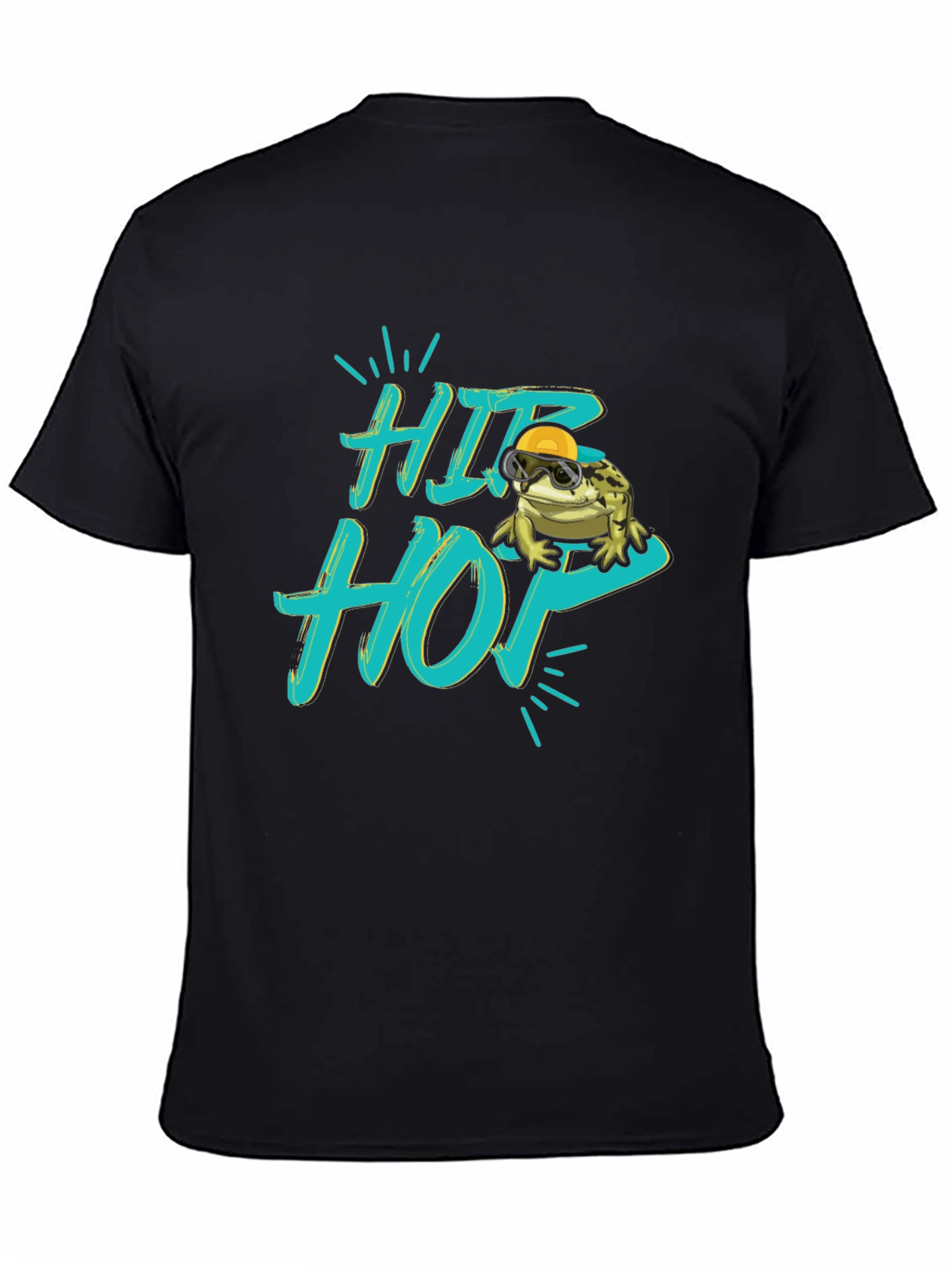 Hip Hop Frog Graphic Black T-Shirt
