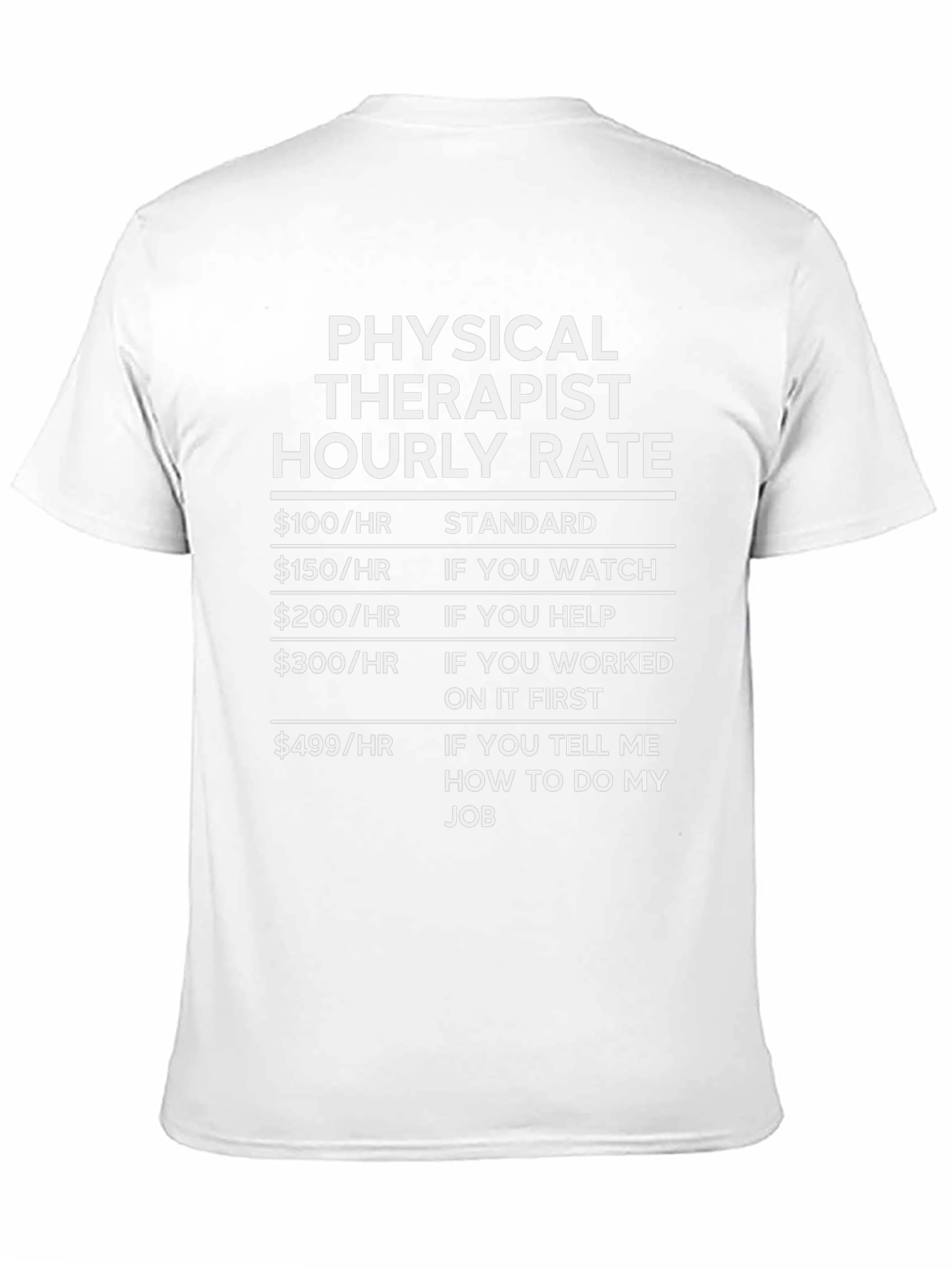Physical Therapist Hourly Rate Novelty T-Shirt