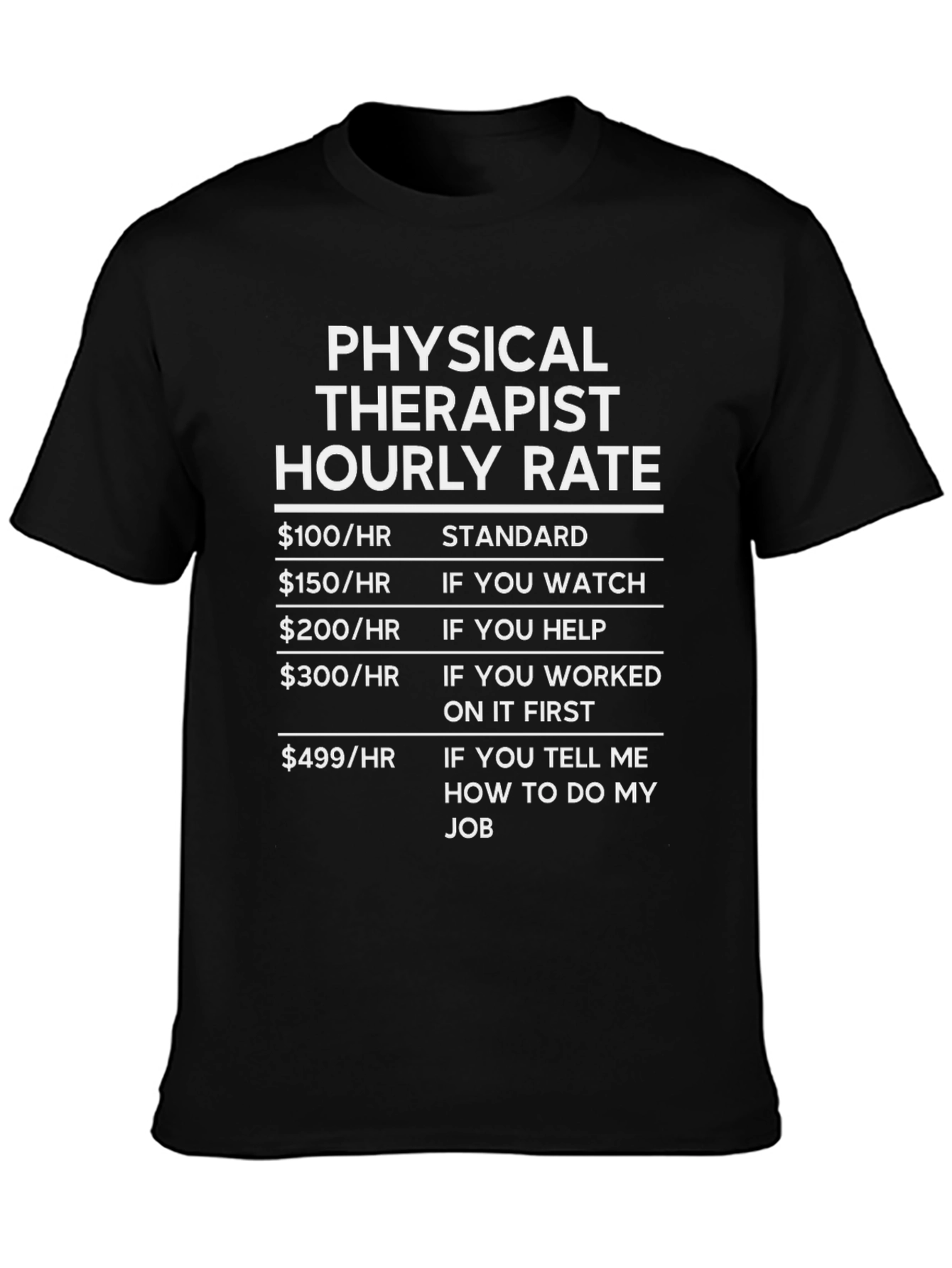 Physical Therapist Hourly Rate Novelty T-Shirt