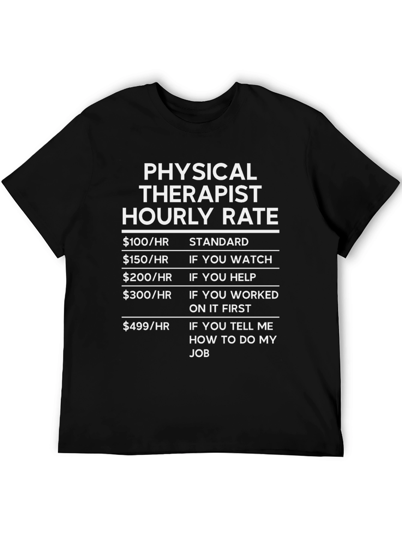 Physical Therapist Hourly Rate Novelty T-Shirt