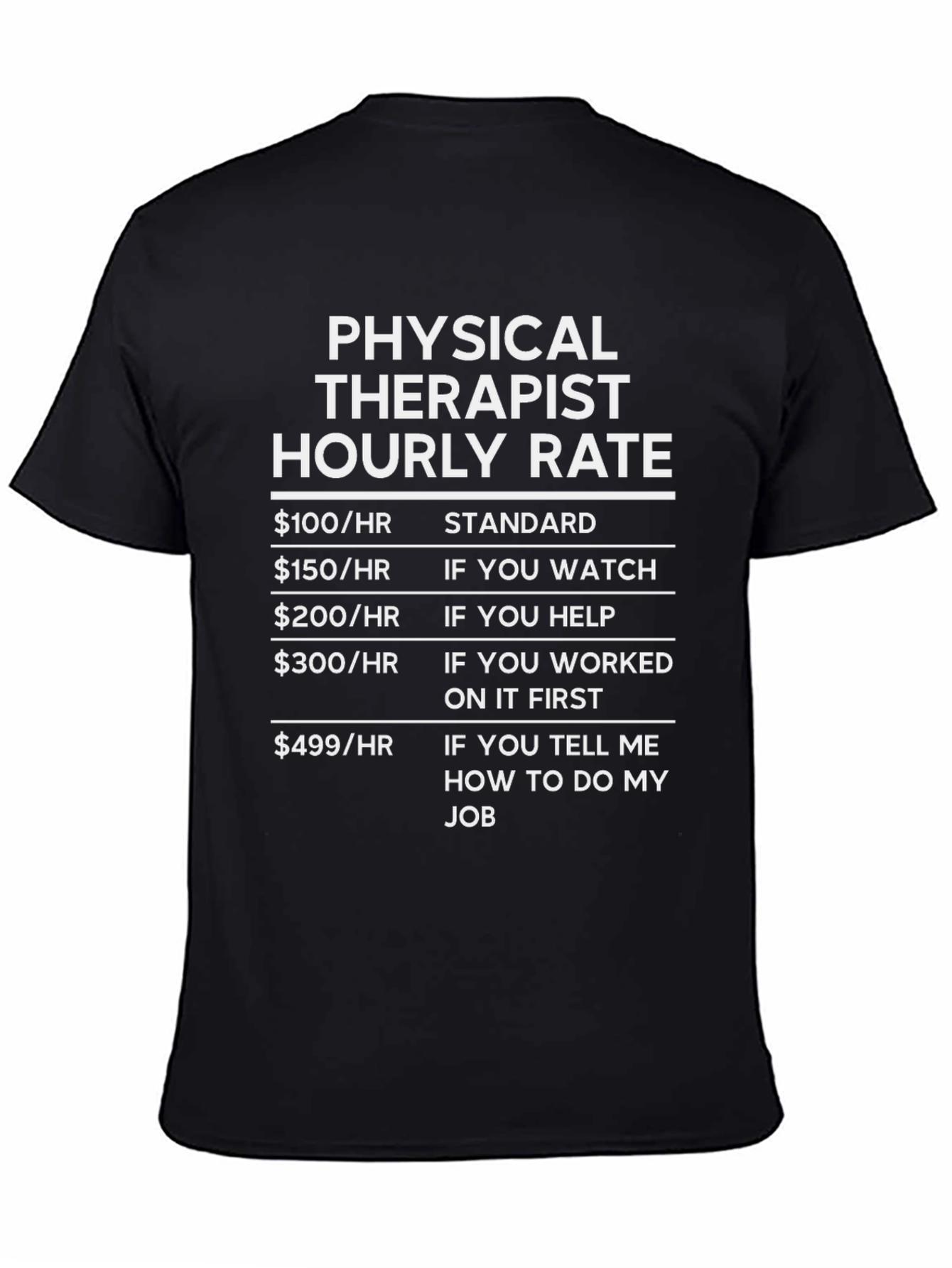 Physical Therapist Hourly Rate Novelty T-Shirt