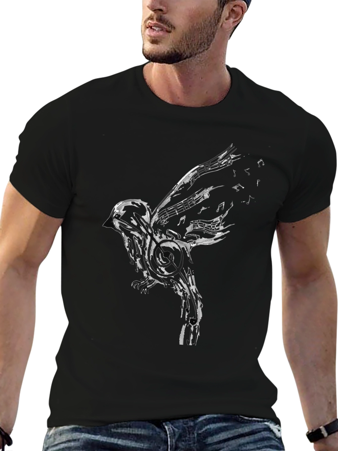 Musical Bird Black T-Shirt