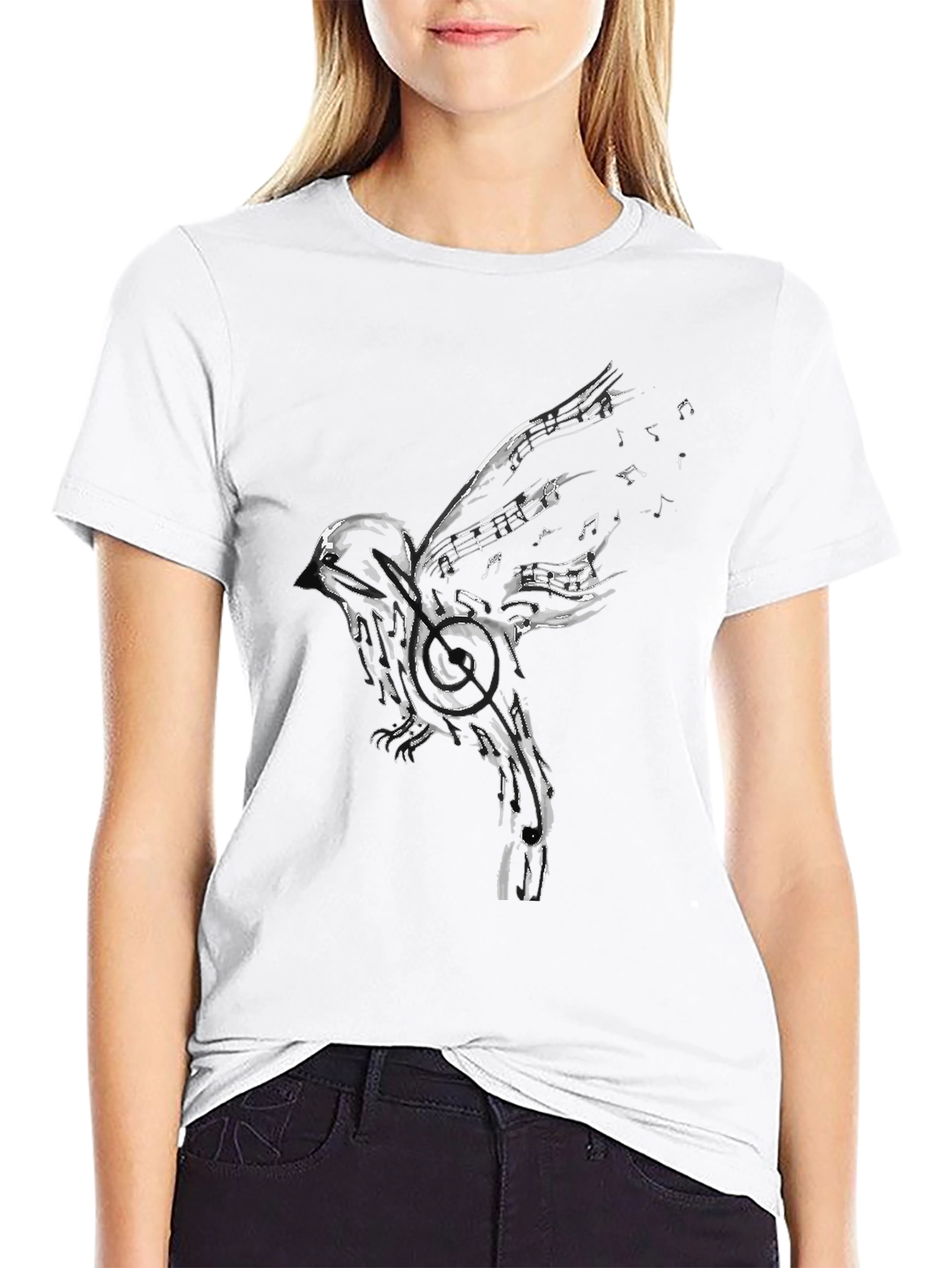 Musical Bird Black T-Shirt