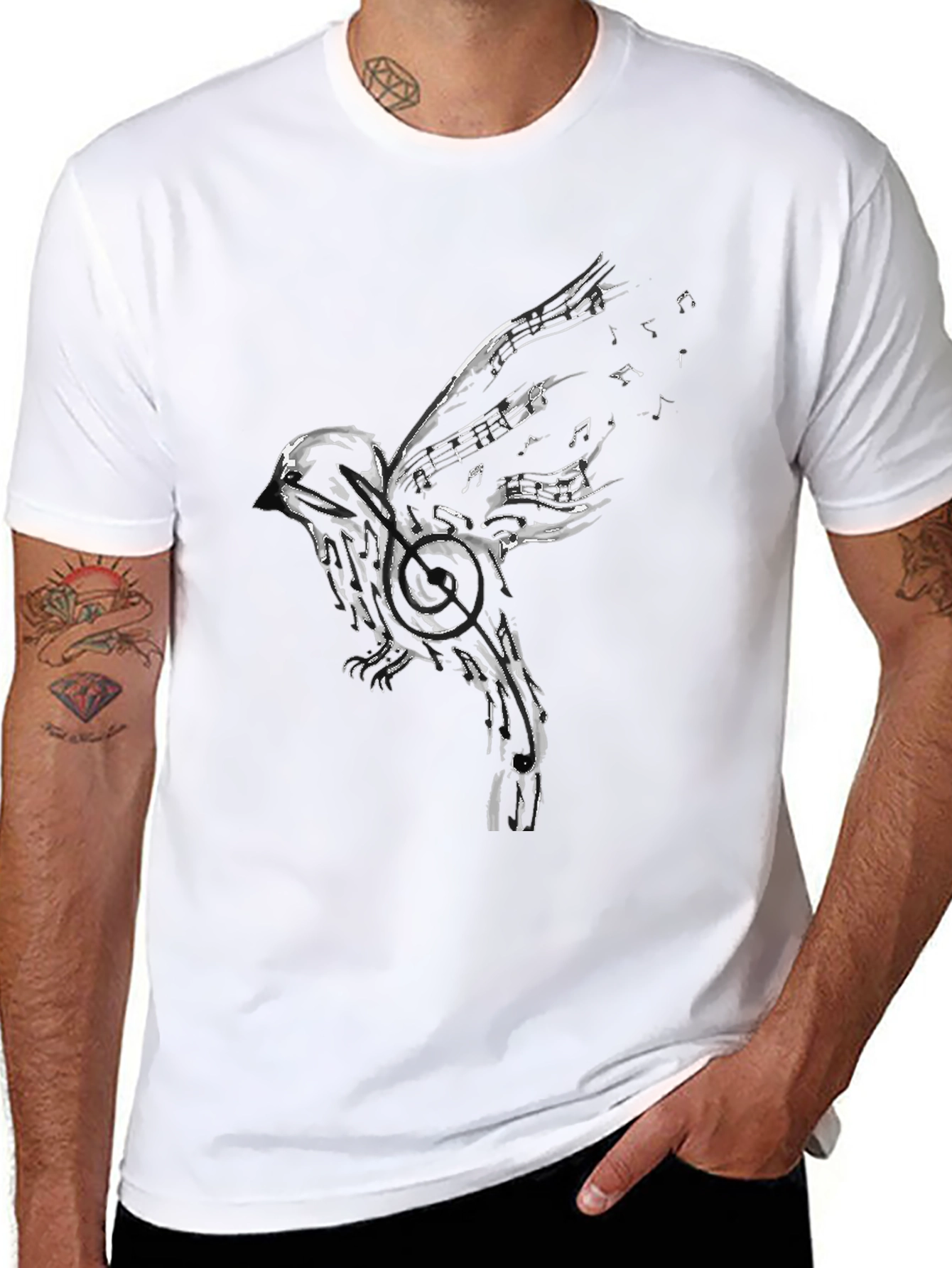 Musical Bird Black T-Shirt