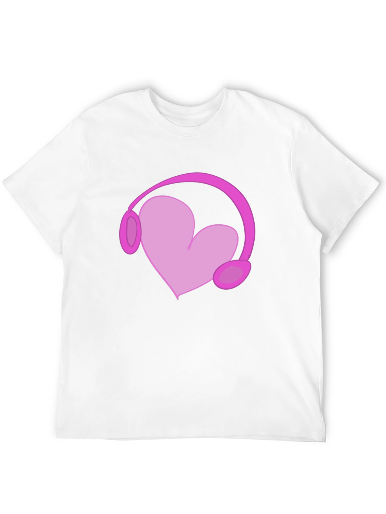 Heart Headphones Graphic Tee - Black Cotton T-Shirt