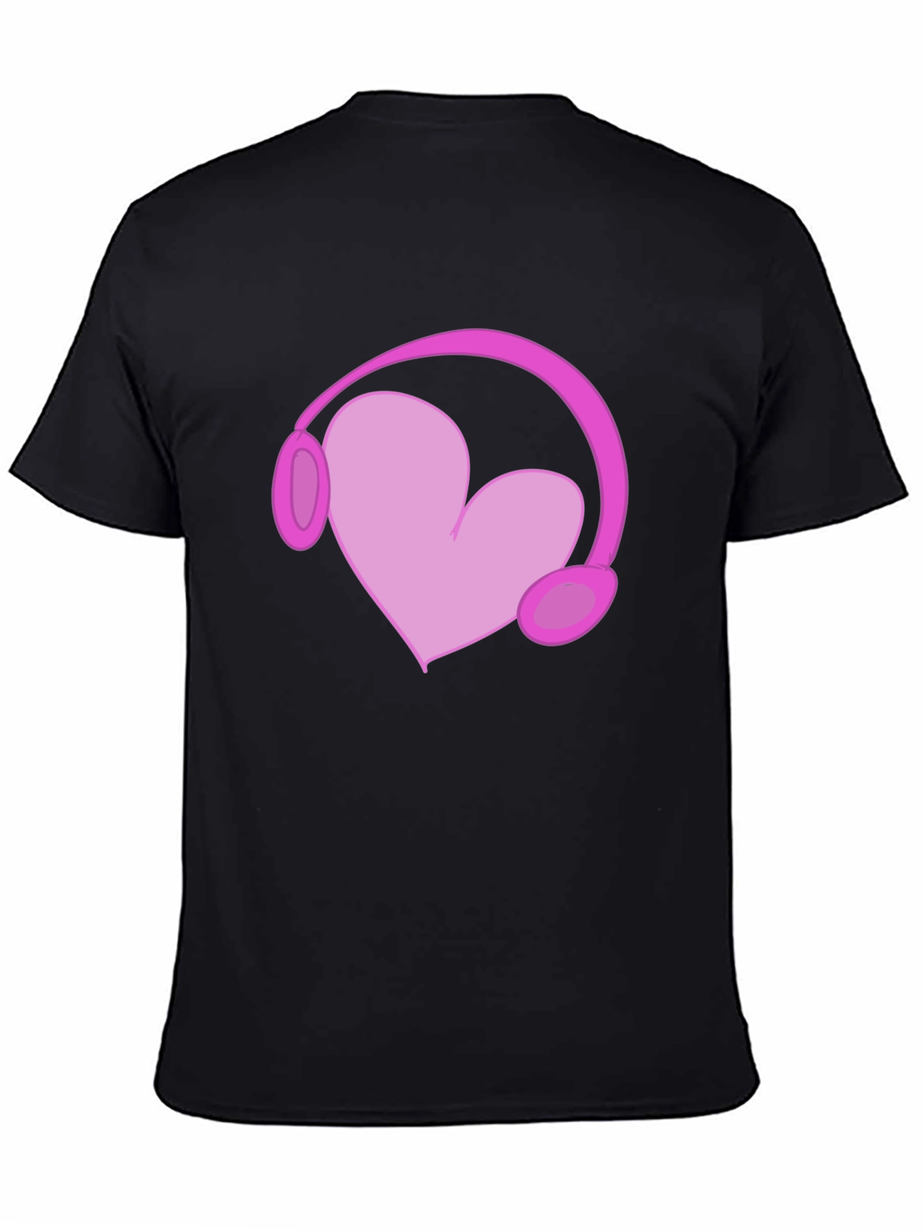 Heart Headphones Graphic Tee - Black Cotton T-Shirt