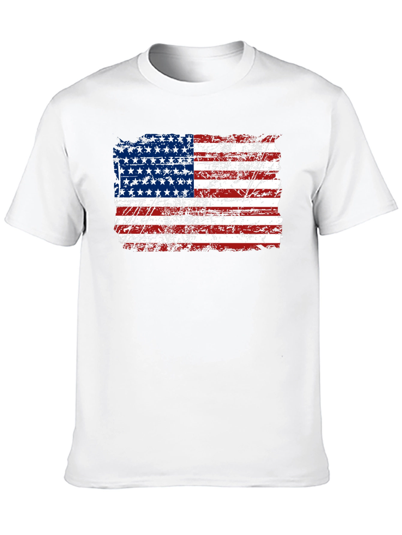 Distressed American Flag Graphic Black T-Shirt