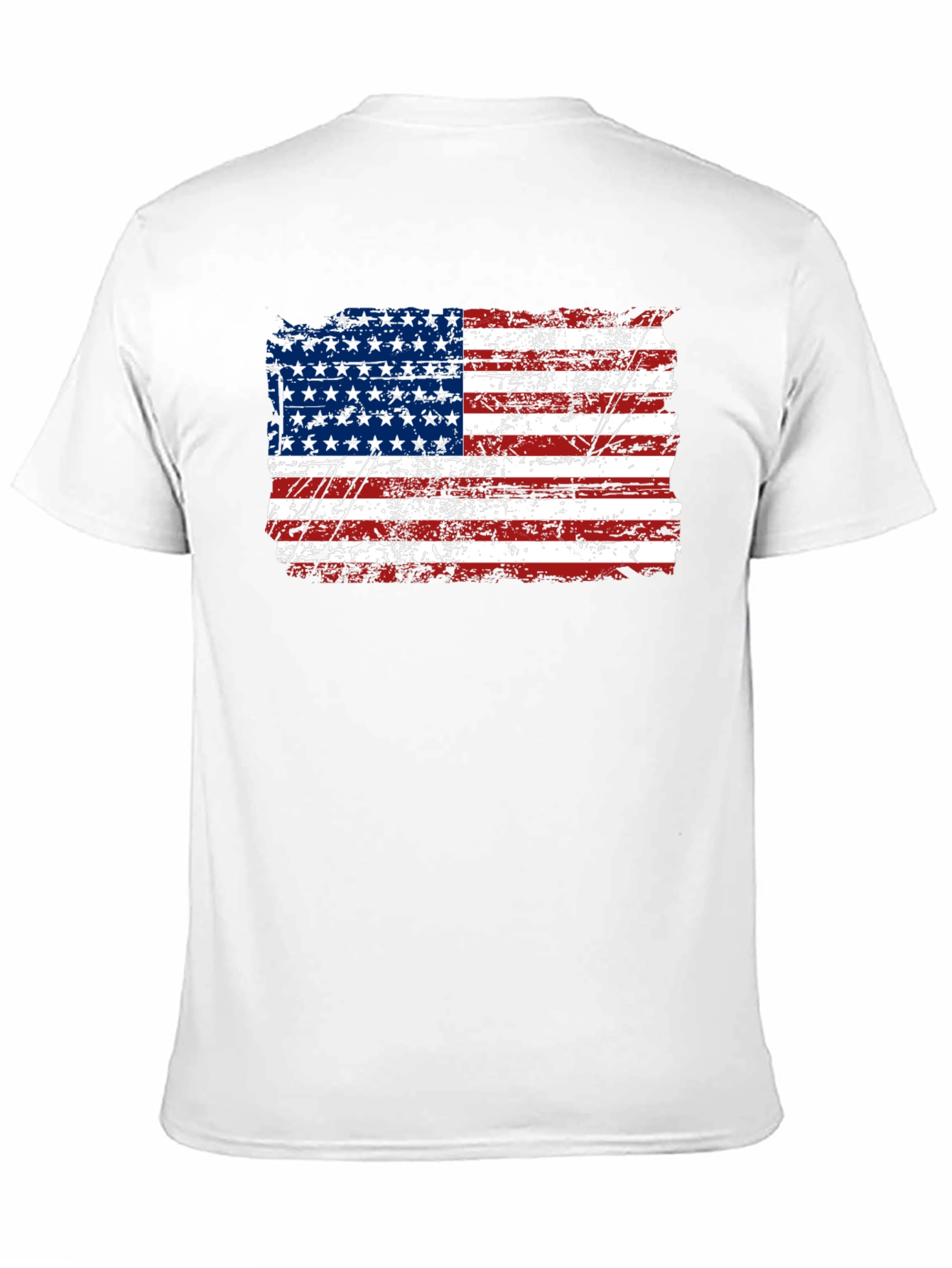 Distressed American Flag Graphic Black T-Shirt