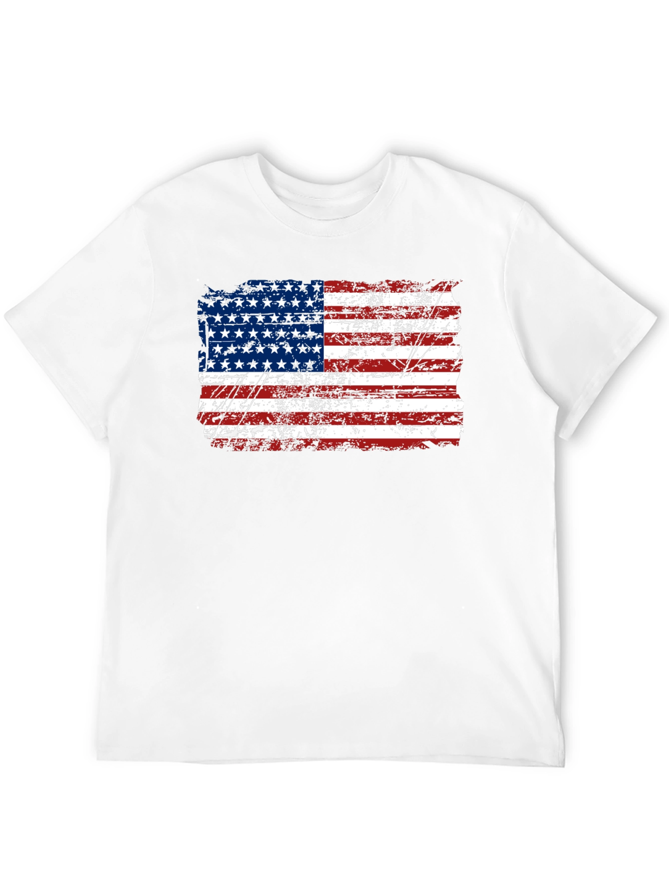 Distressed American Flag Graphic Black T-Shirt