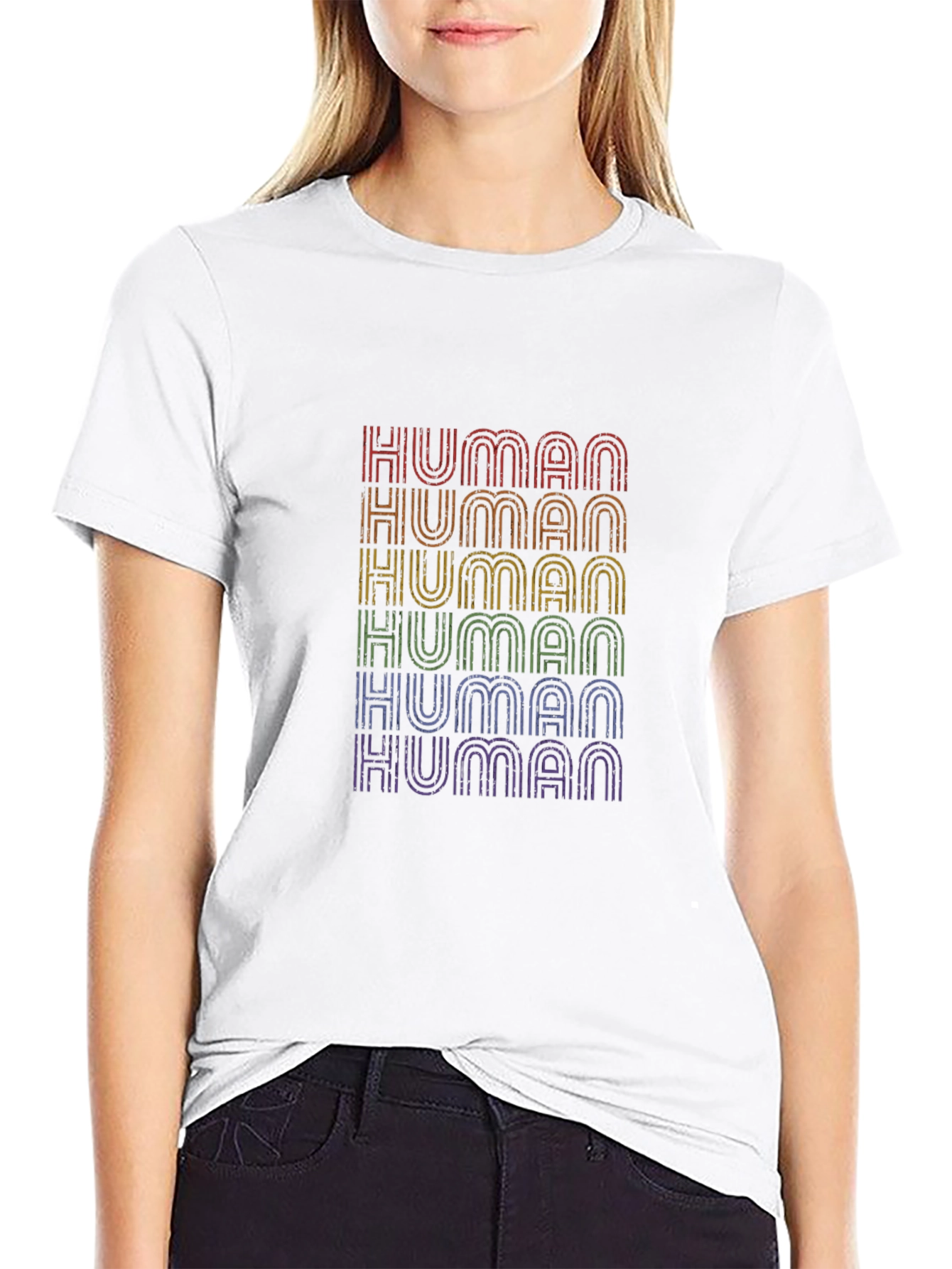 Human Pride T-Shirt - Rainbow Text Design