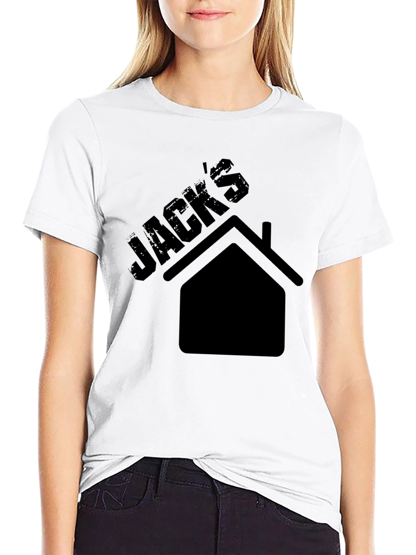 Jacks House Graphic Tee - Black Cotton Casual T-Shirt