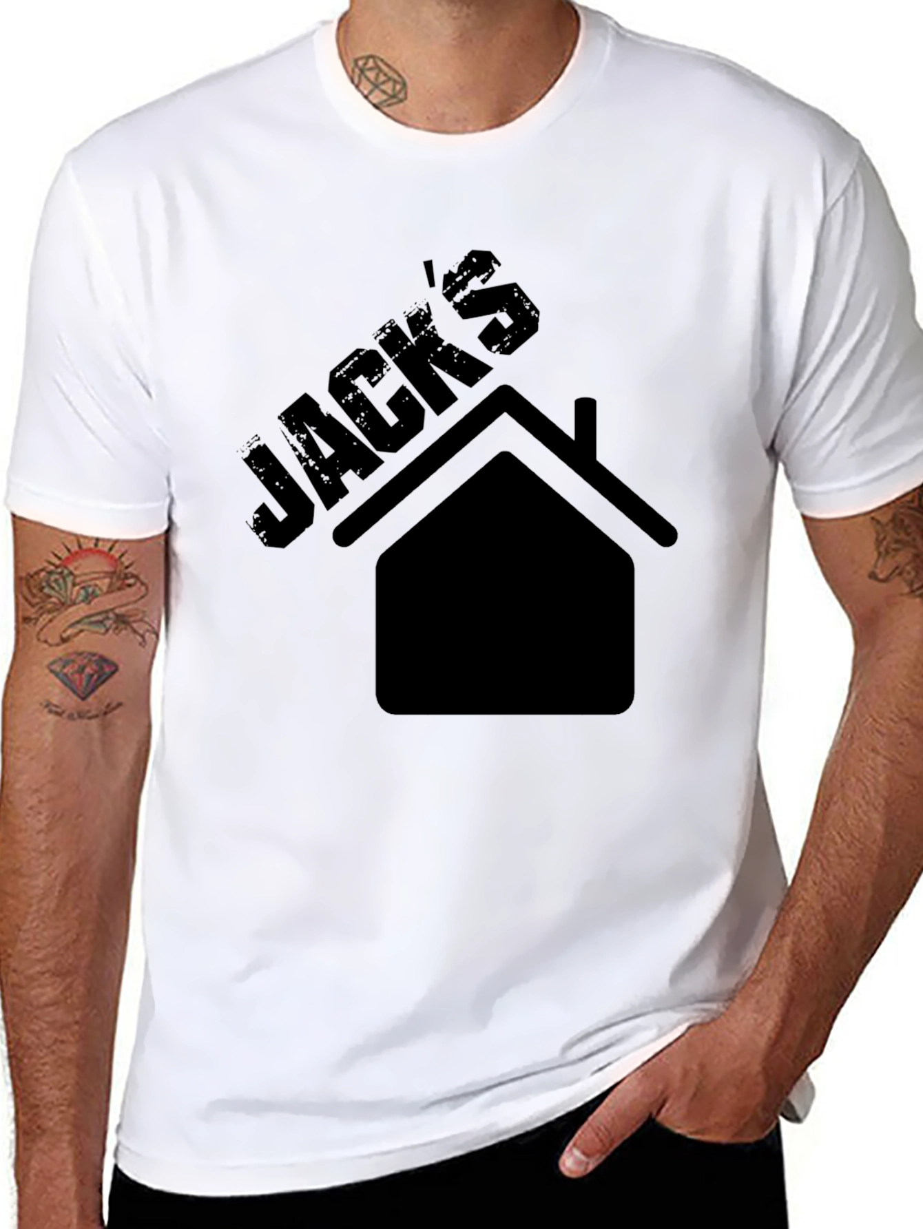 Jacks House Graphic Tee - Black Cotton Casual T-Shirt