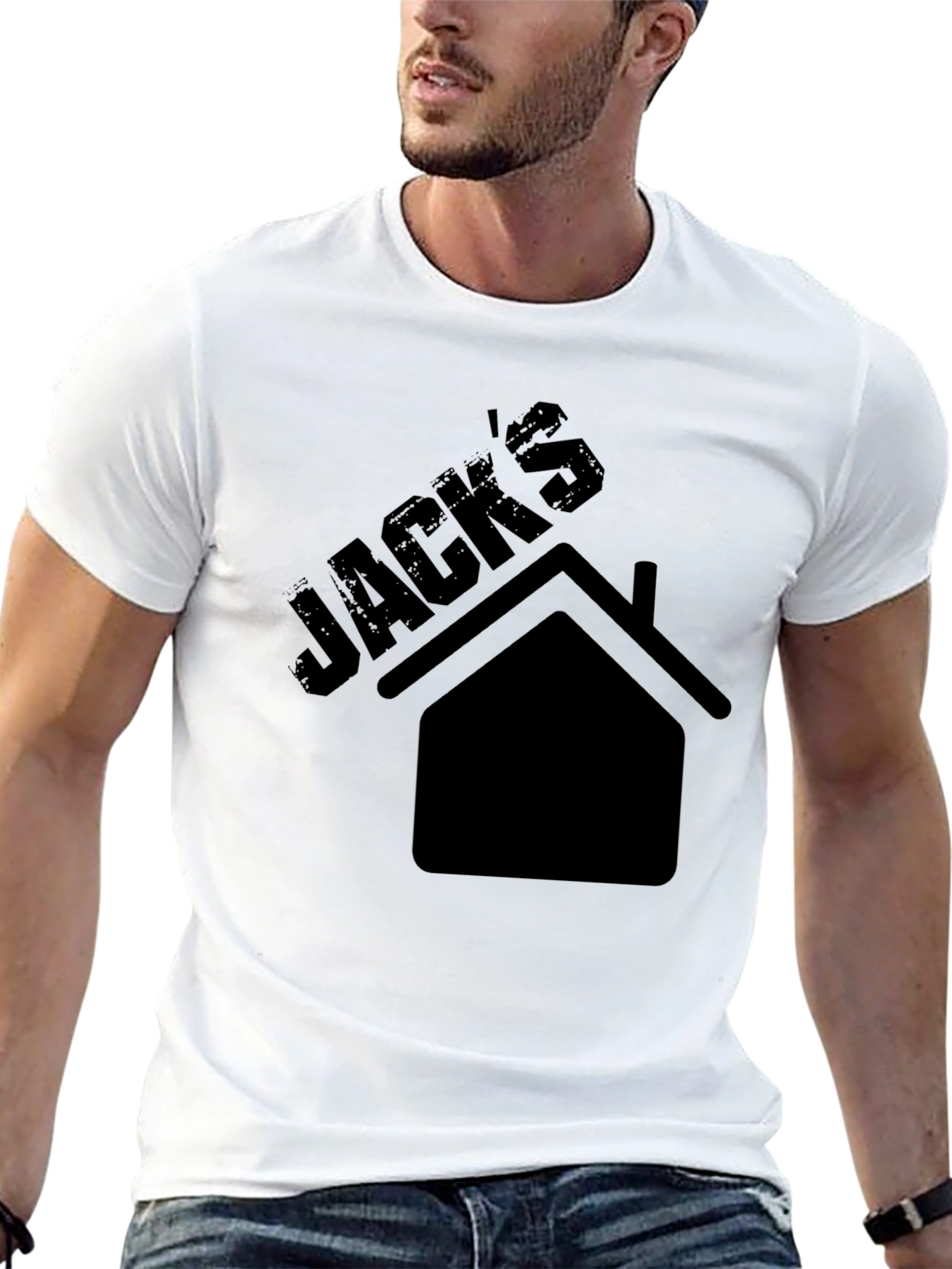 Jacks House Graphic Tee - Black Cotton Casual T-Shirt