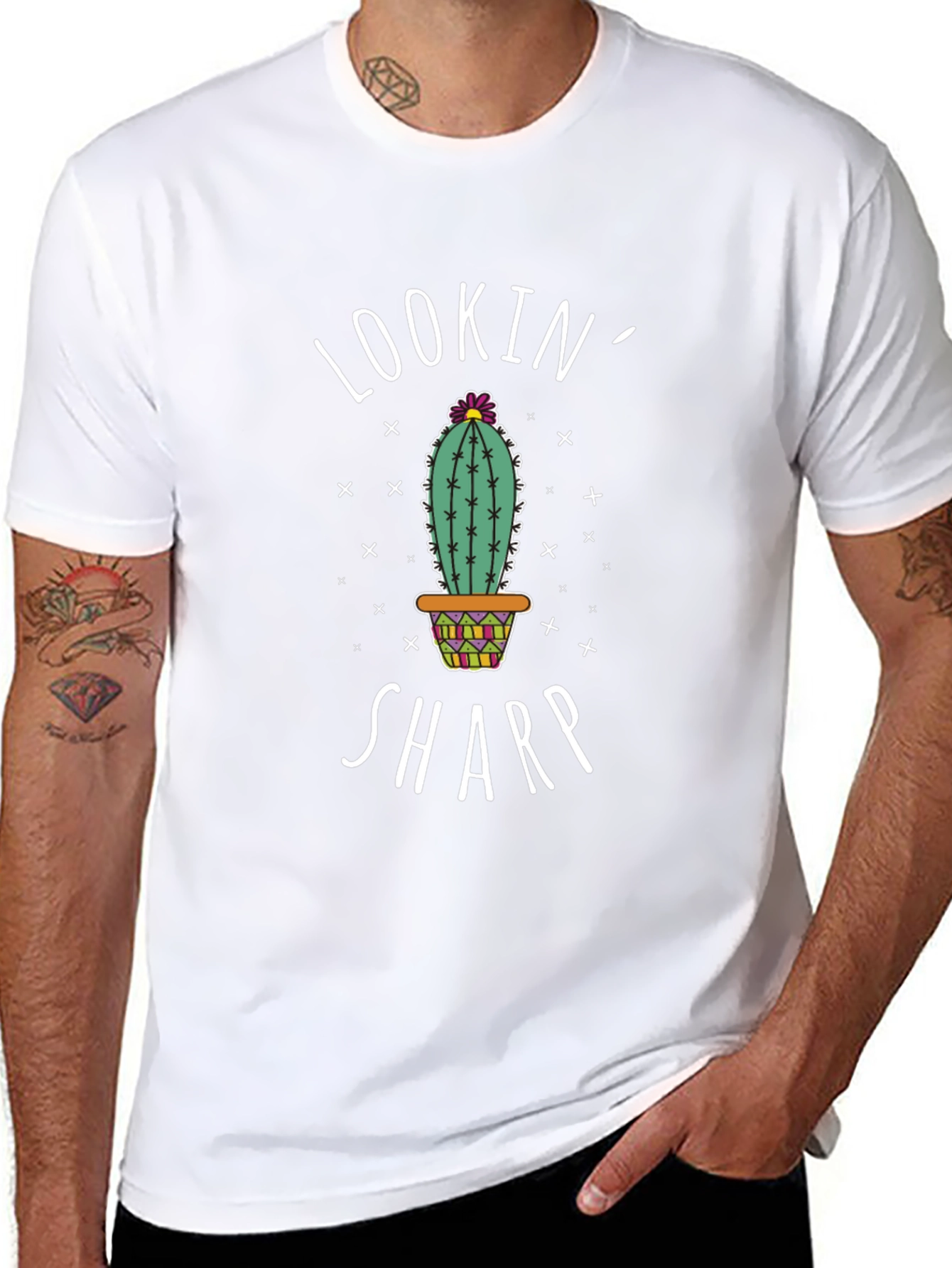 Lookin Sharp Cactus Graphic Tee - Trendy Unisex T-Shirt