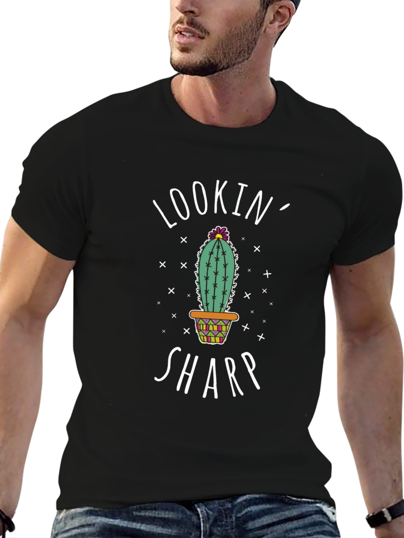 Lookin Sharp Cactus Graphic Tee - Trendy Unisex T-Shirt