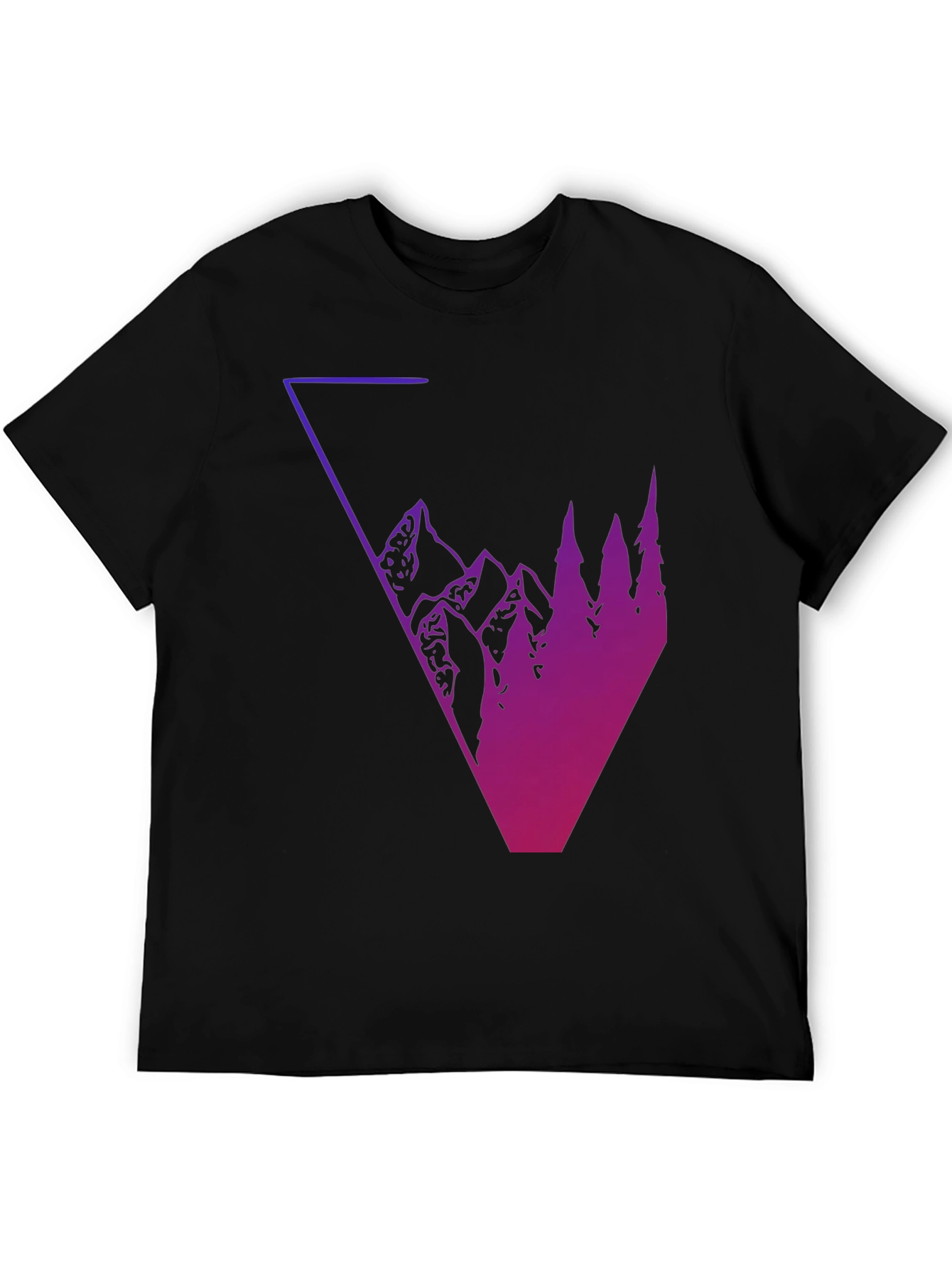 Geometric Mountain & Tree Graphic Tee