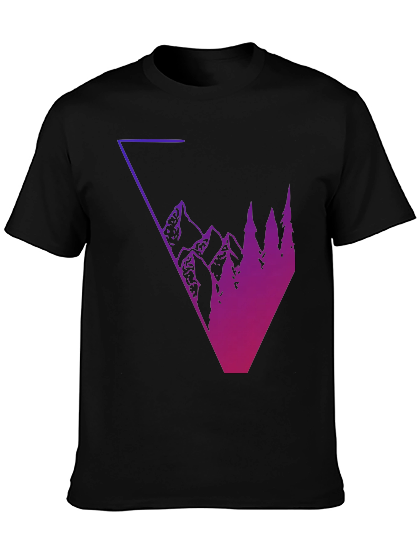 Geometric Mountain & Tree Graphic Tee