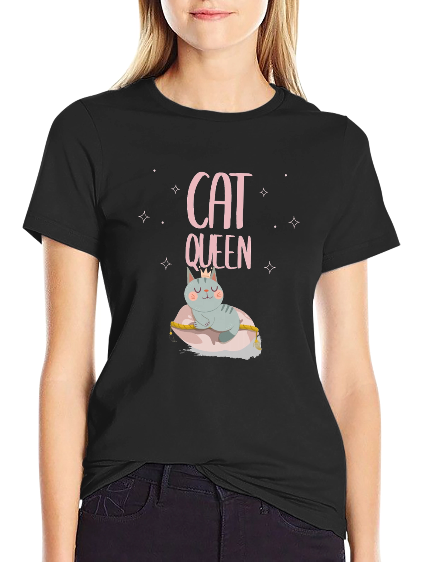 Cat Queen T-Shirt - Crowned Feline Tee