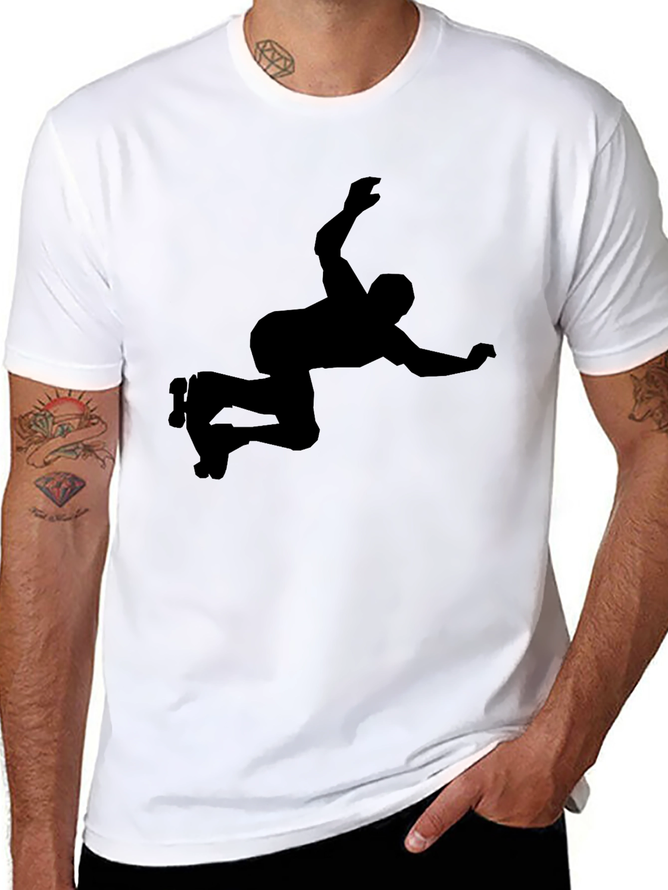 Black Roller Skater Silhouette Graphic Tee