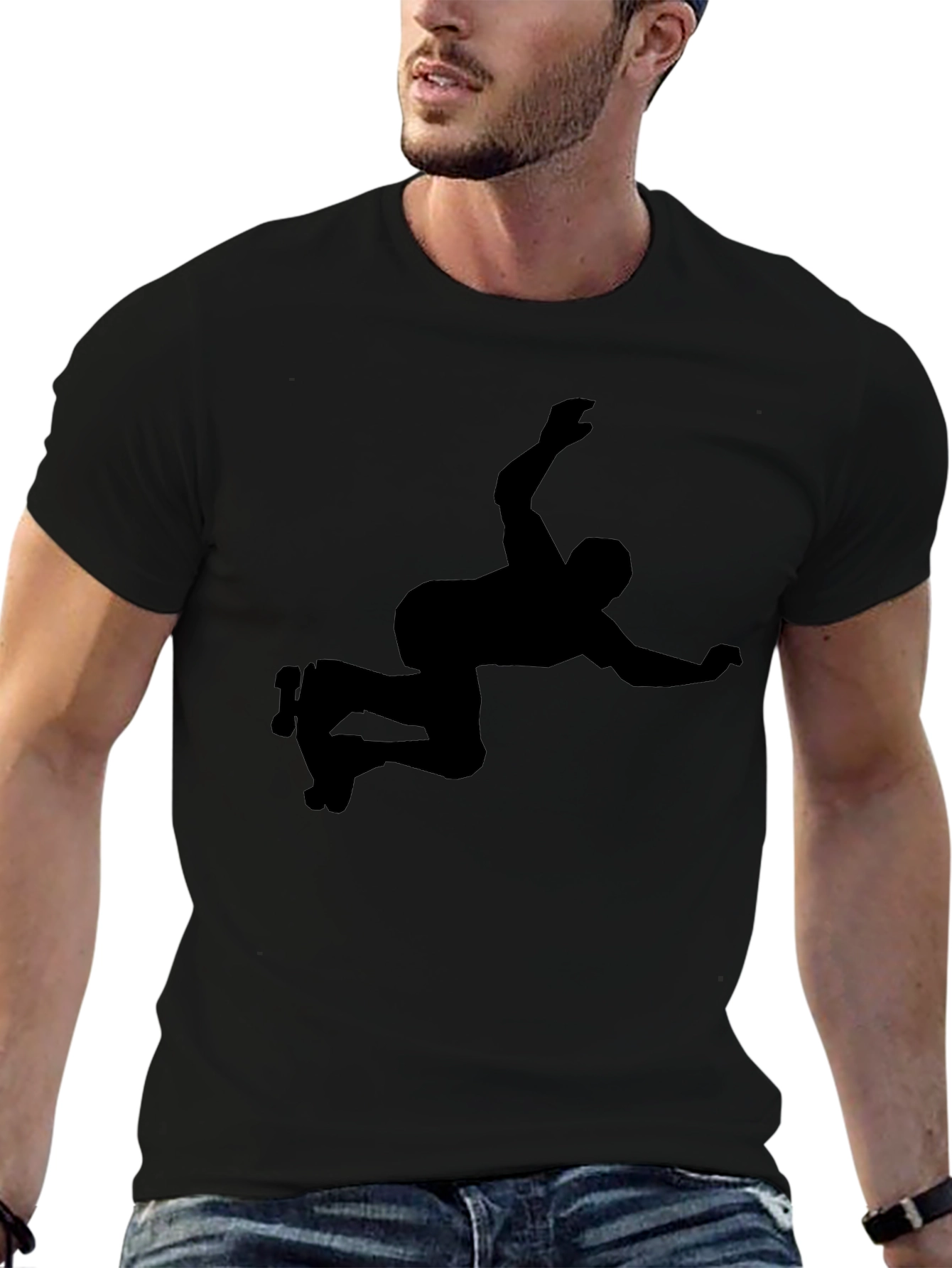 Black Roller Skater Silhouette Graphic Tee