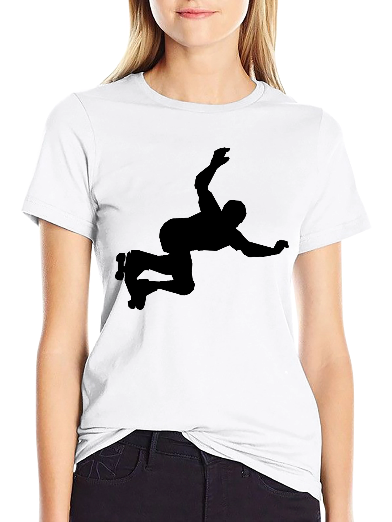 Black Roller Skater Silhouette Graphic Tee