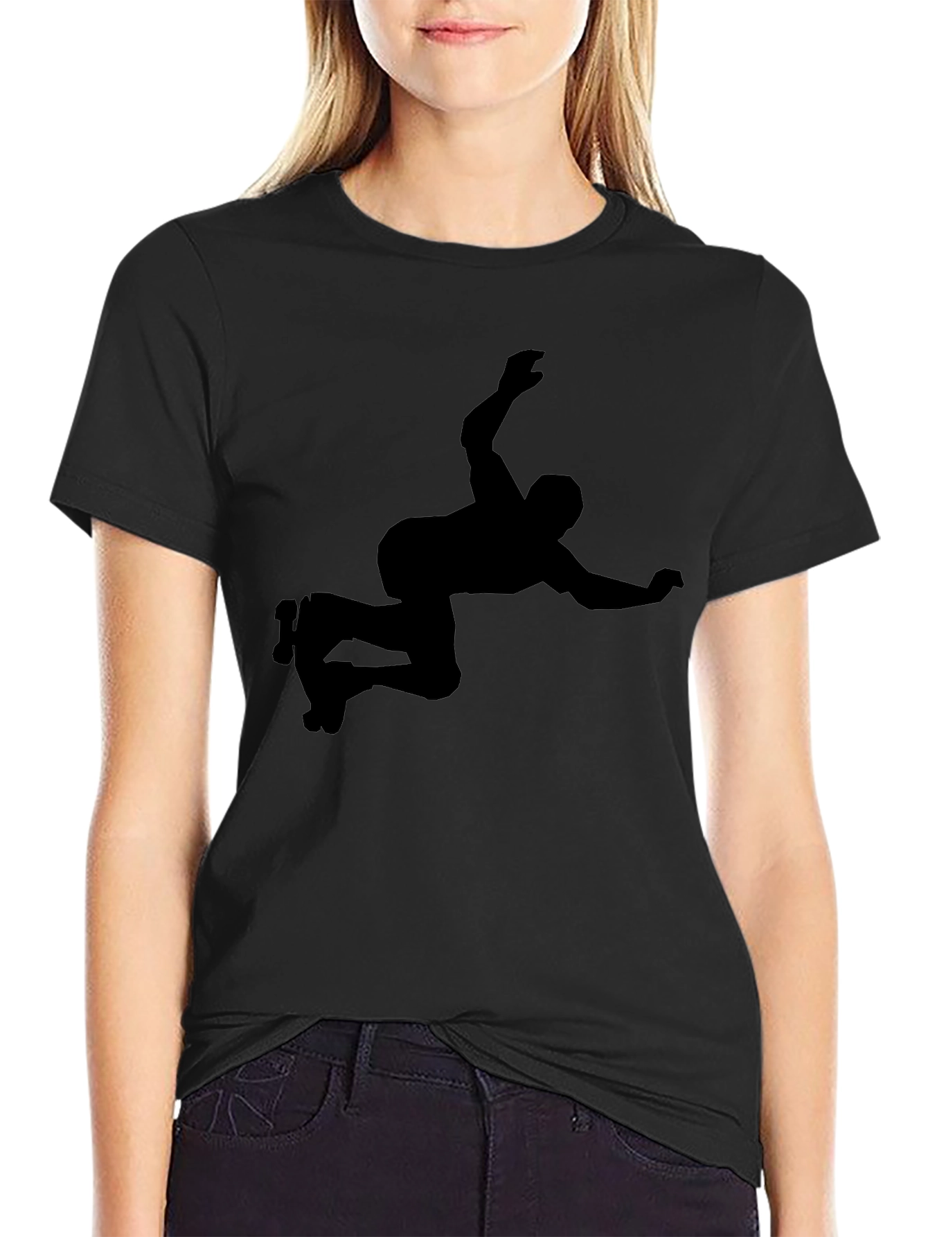 Black Roller Skater Silhouette Graphic Tee