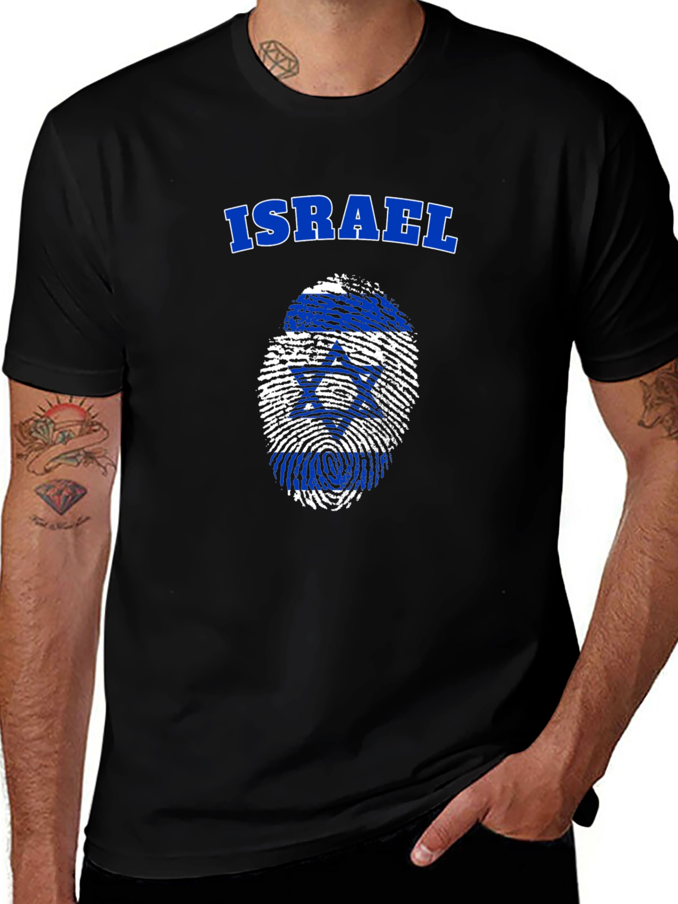 Israel Flag Fingerprint T-Shirt - Patriotic Pride