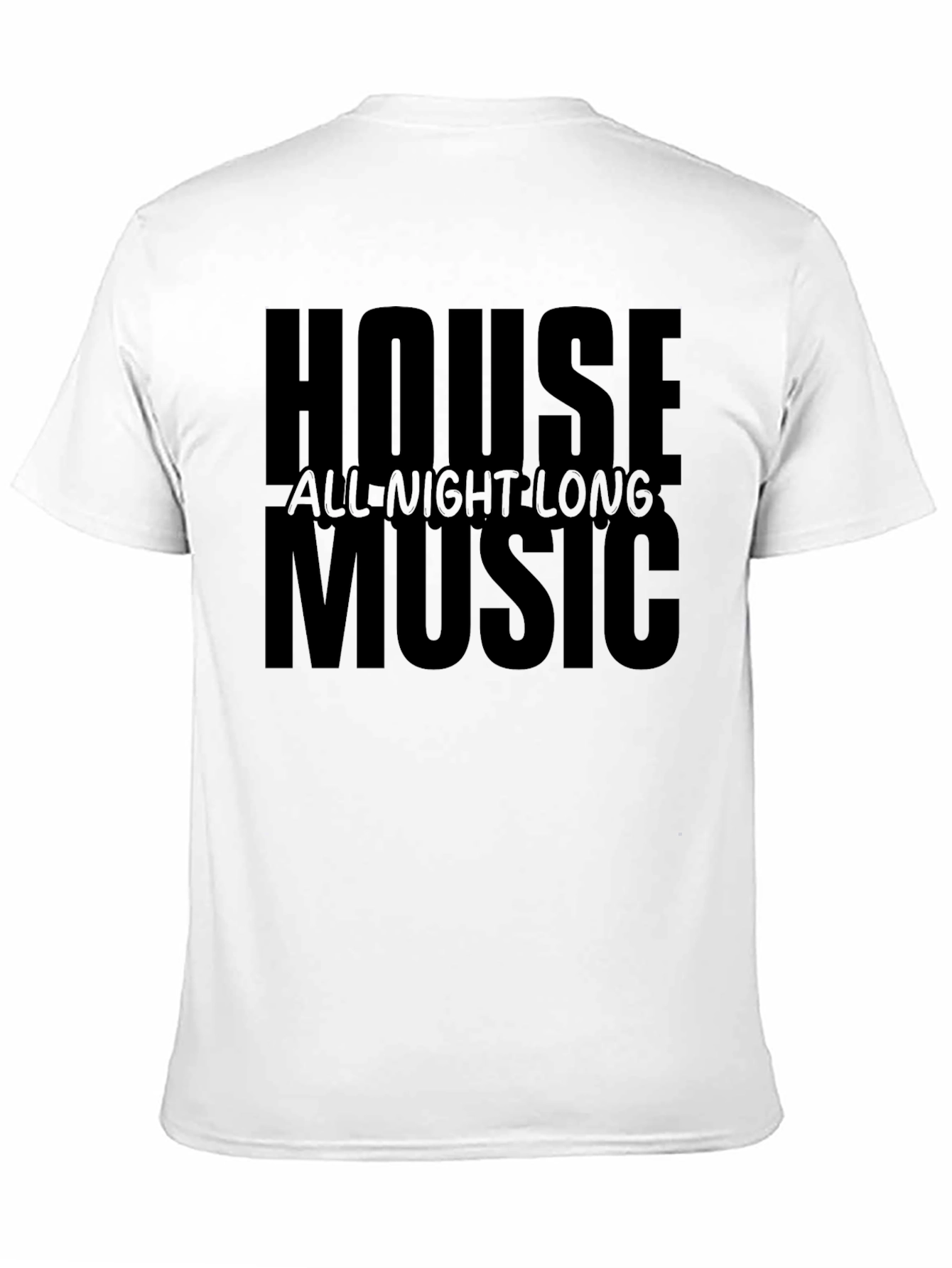 House Music All Night Long Black Graphic Tee