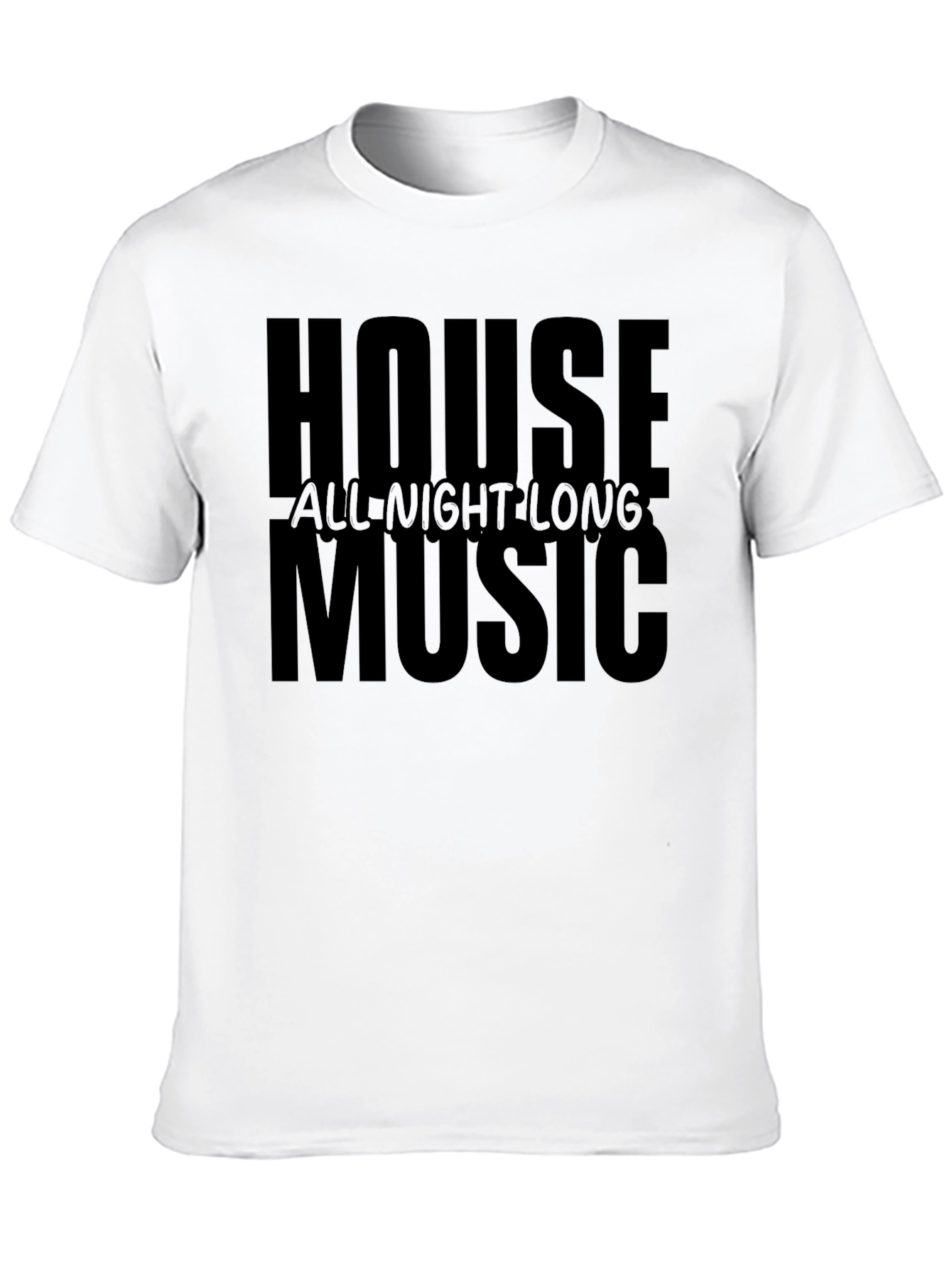 House Music All Night Long Black Graphic Tee