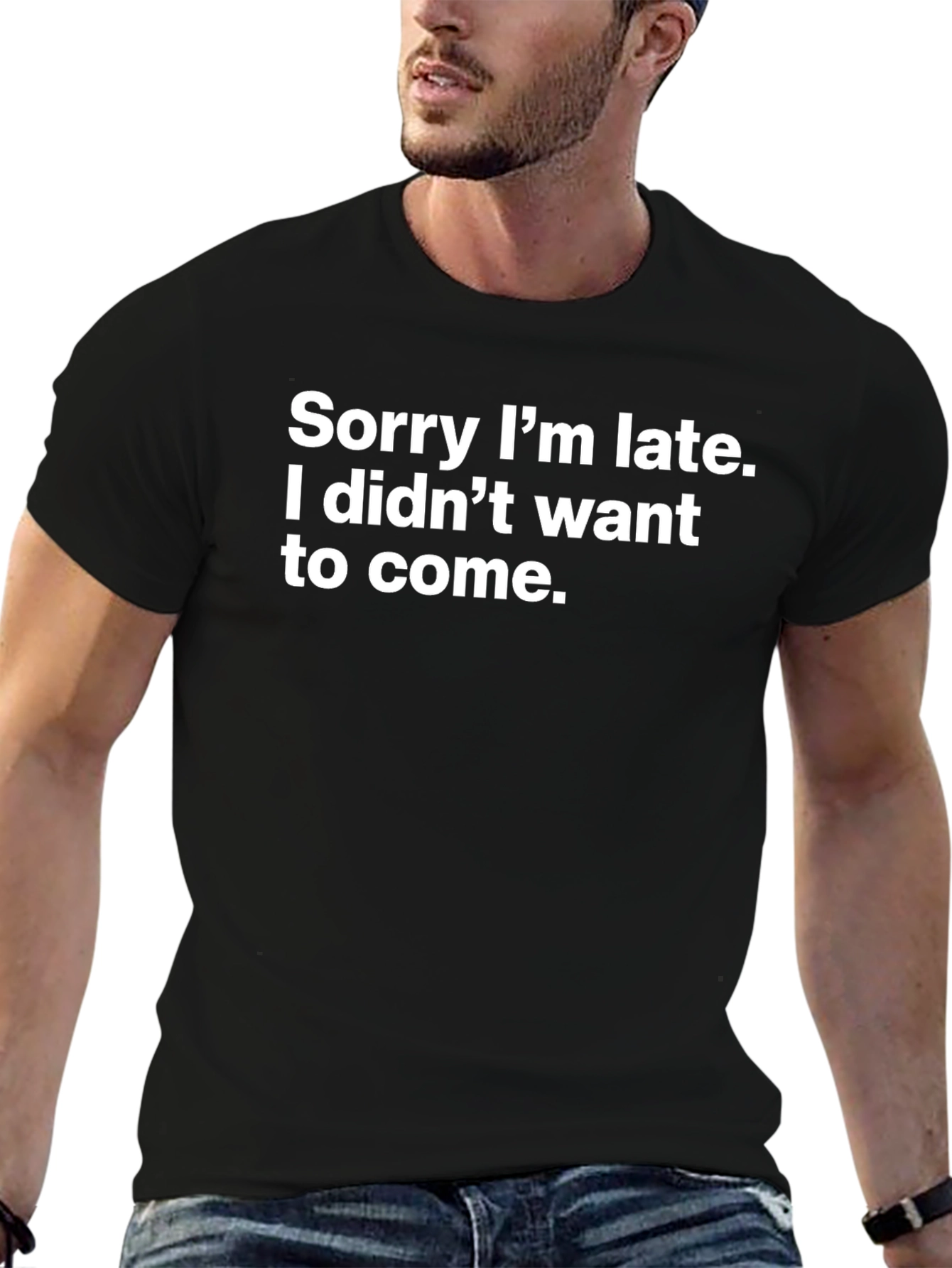 Funny Sorry Im Late Mens T-Shirt