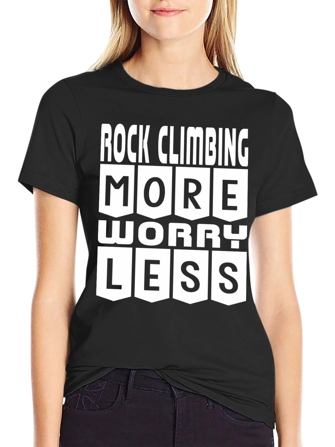 Rock Climbing More Worry Less Graphic T-Shirt