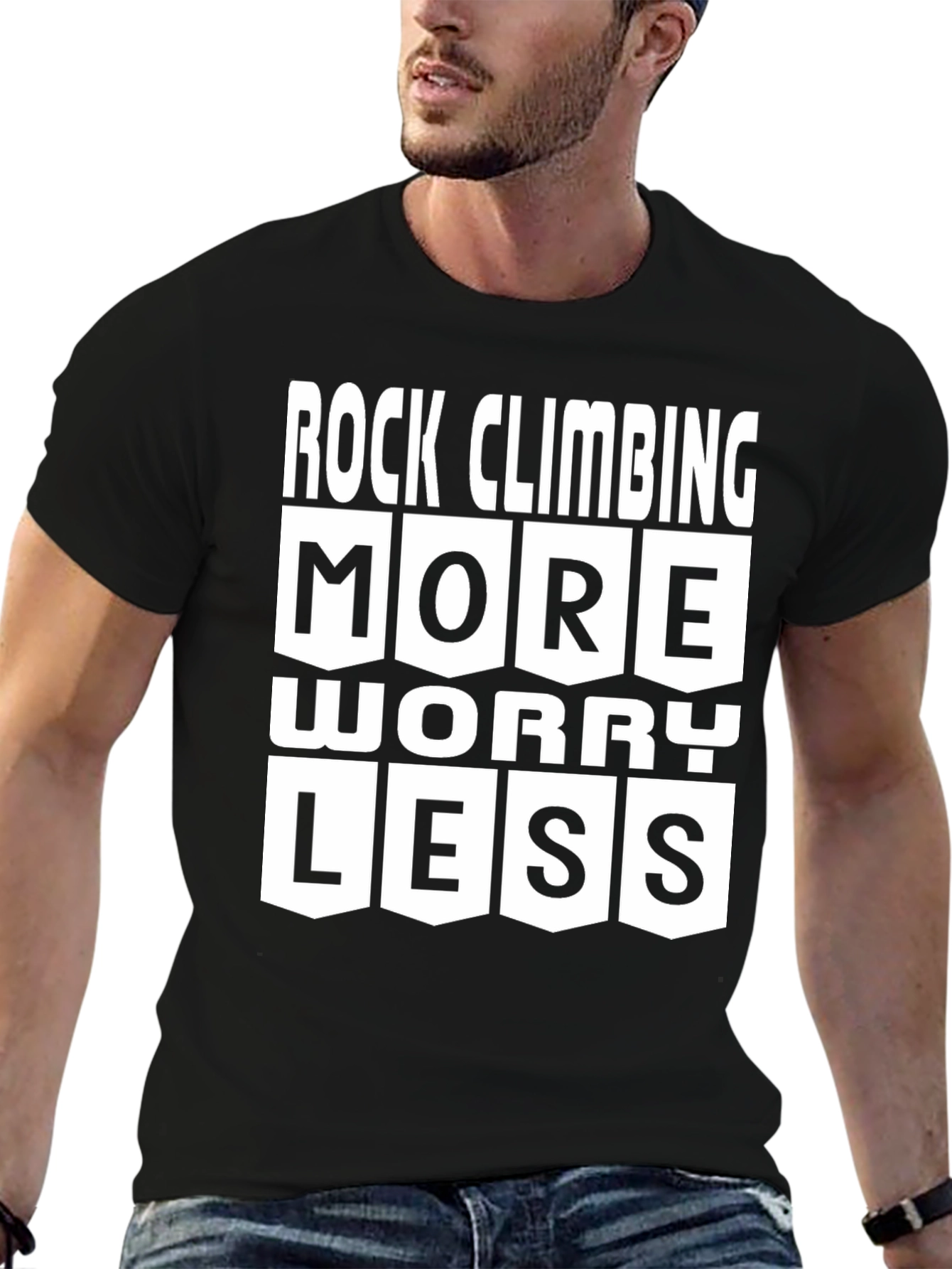 Rock Climbing More Worry Less Graphic T-Shirt