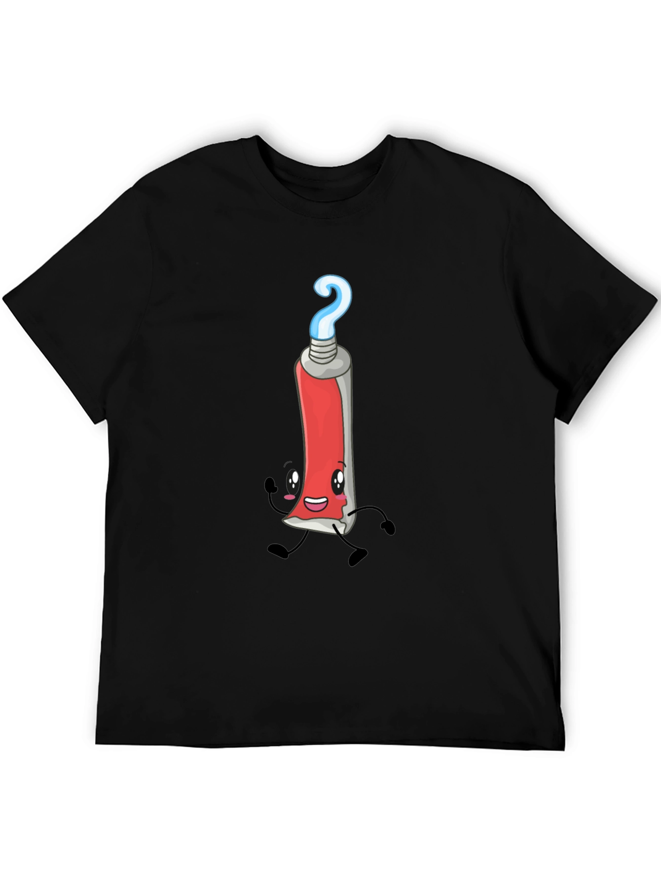 Cartoon Toothpaste Tube Graphic Tee - Black T-Shirt