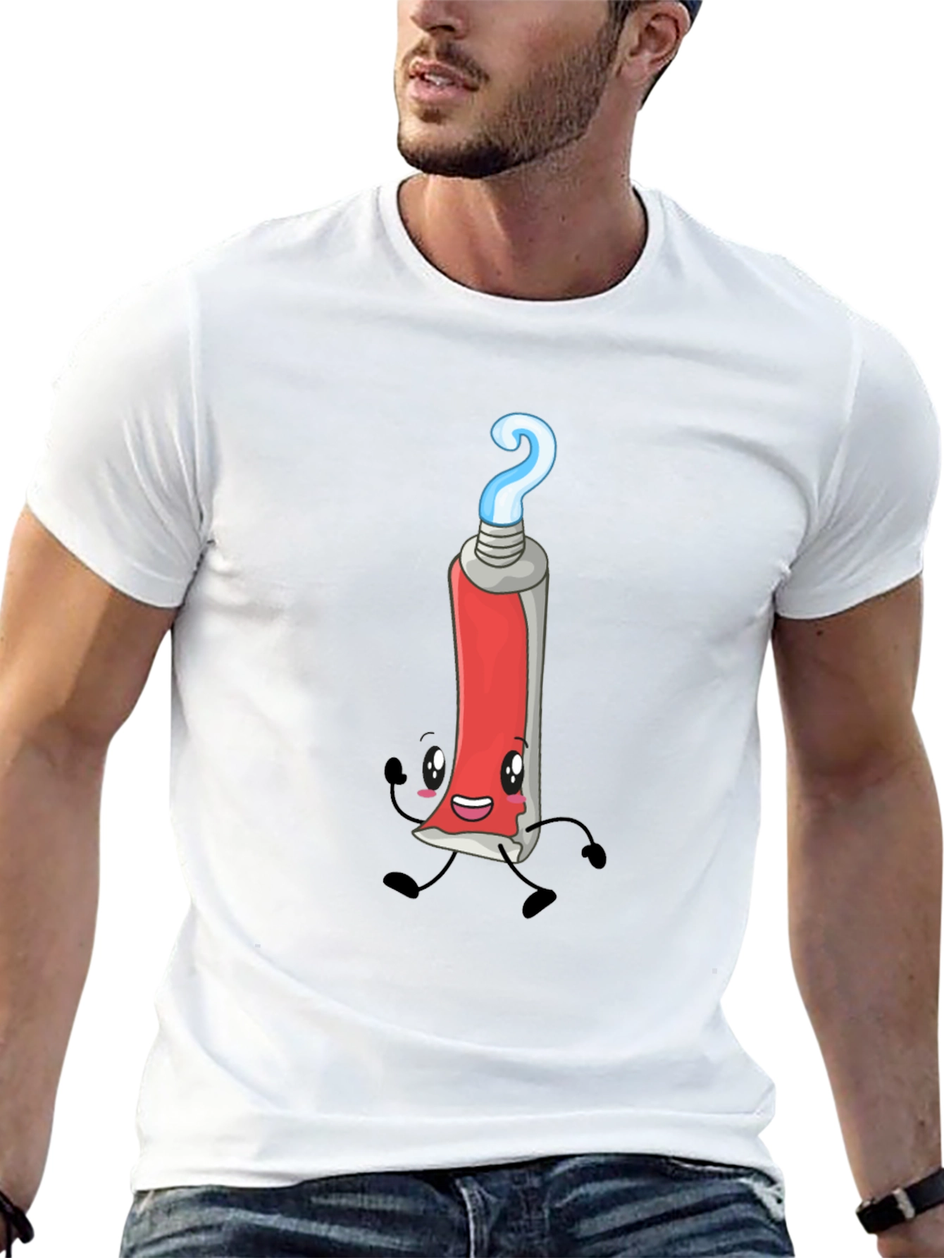 Cartoon Toothpaste Tube Graphic Tee - Black T-Shirt